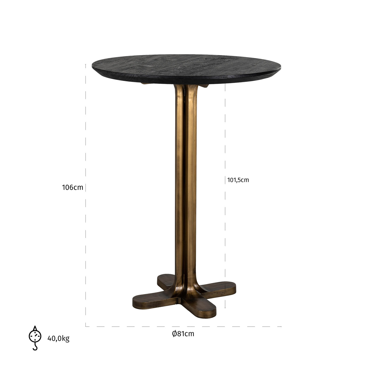 Bar table Revelin black/gold 81Ø