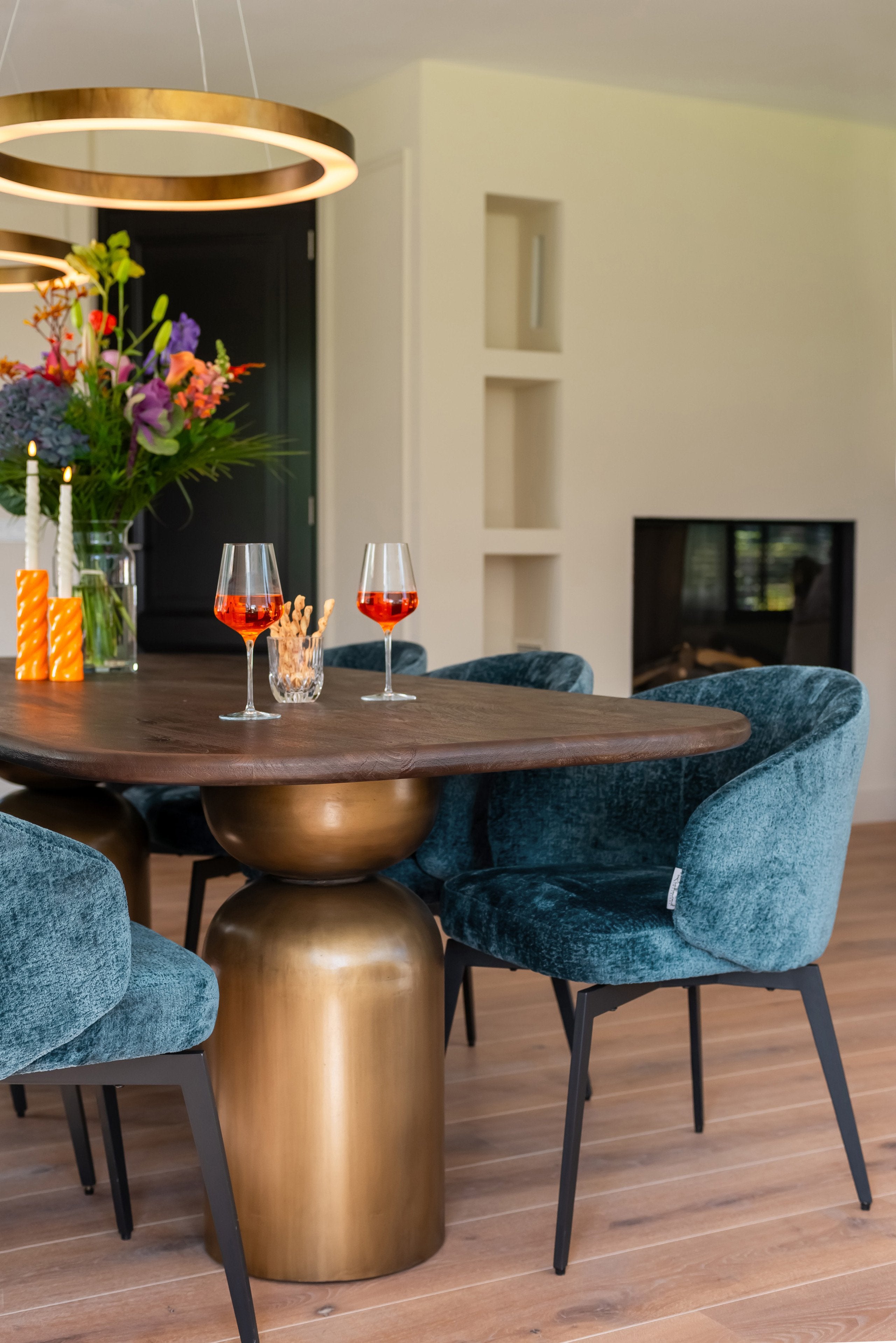 Dining chair Amphara blue chenille fire retardant