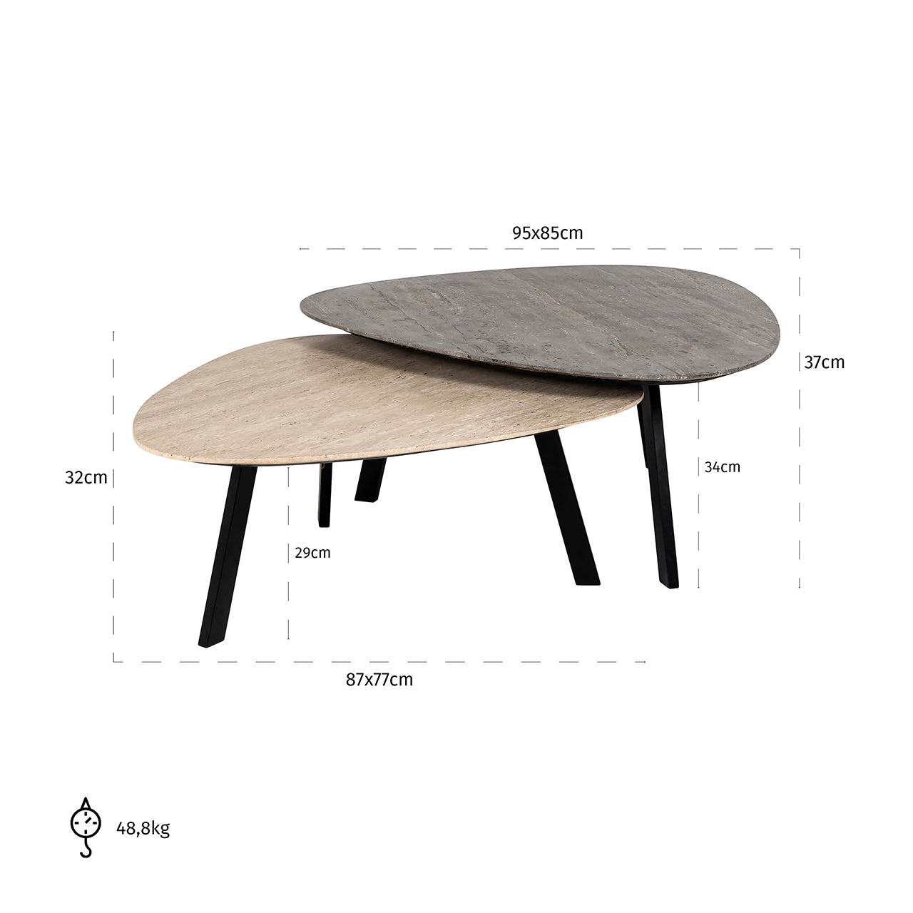 Salontafel Spencer set van 2 (Beige)