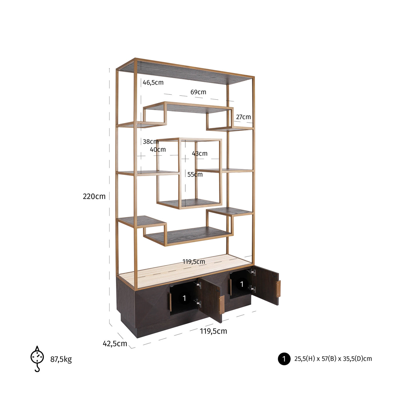 Display cabinet Claremont brown