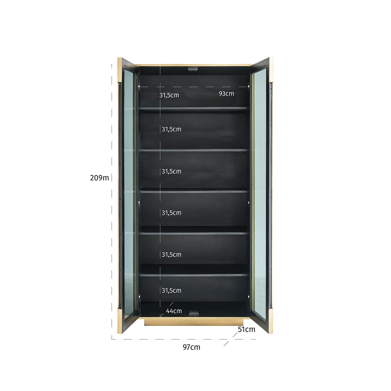 Cabinet Finsbury 2-doors (Black/gold)