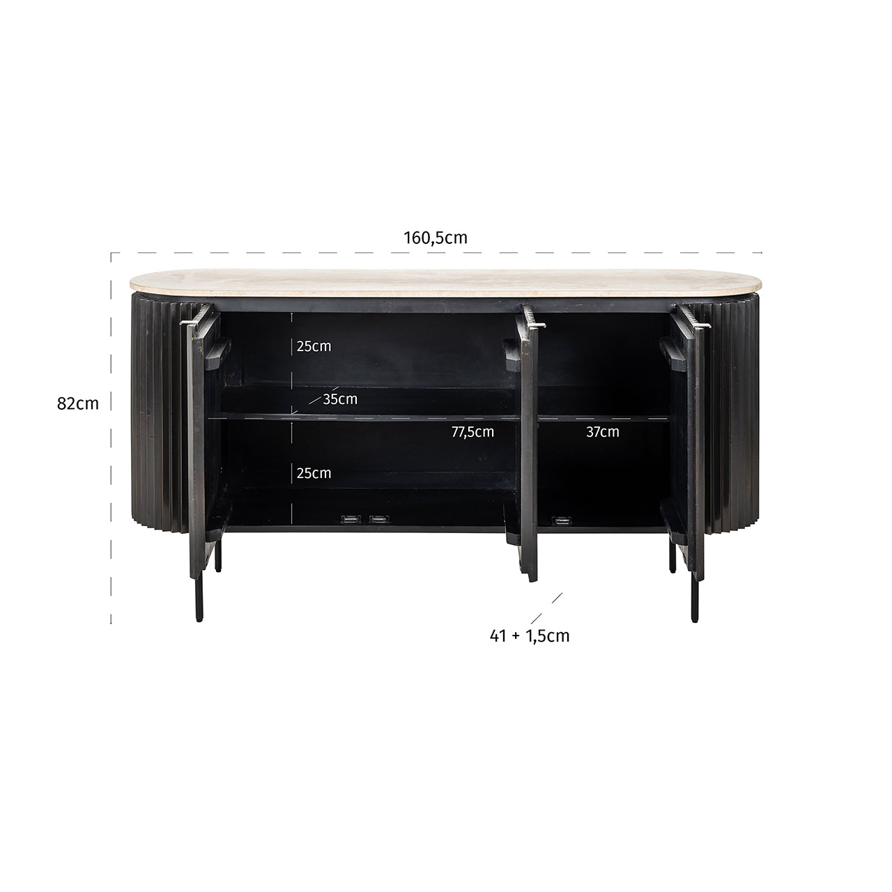 Dressoir Hampton 3-deurs (Donkerbruin)