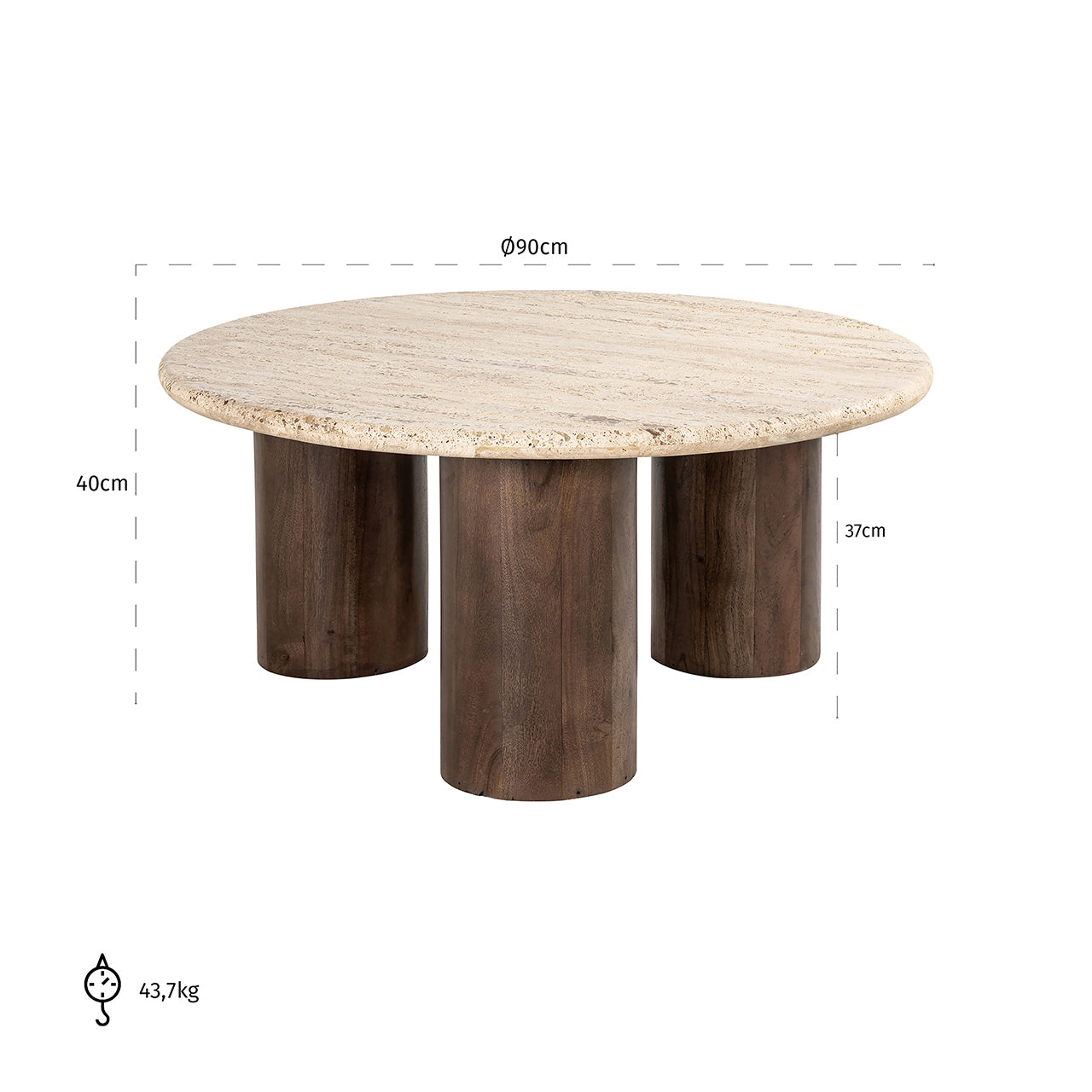 Salontafel Douglas 90Ø (Bruin)