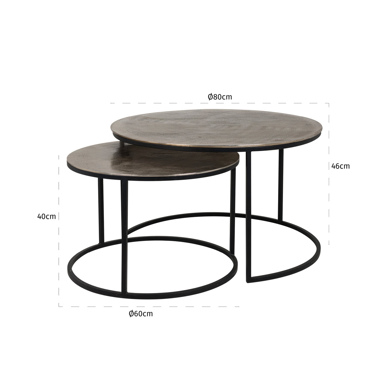 Coffee table Asher champagne gold (Set of 2)