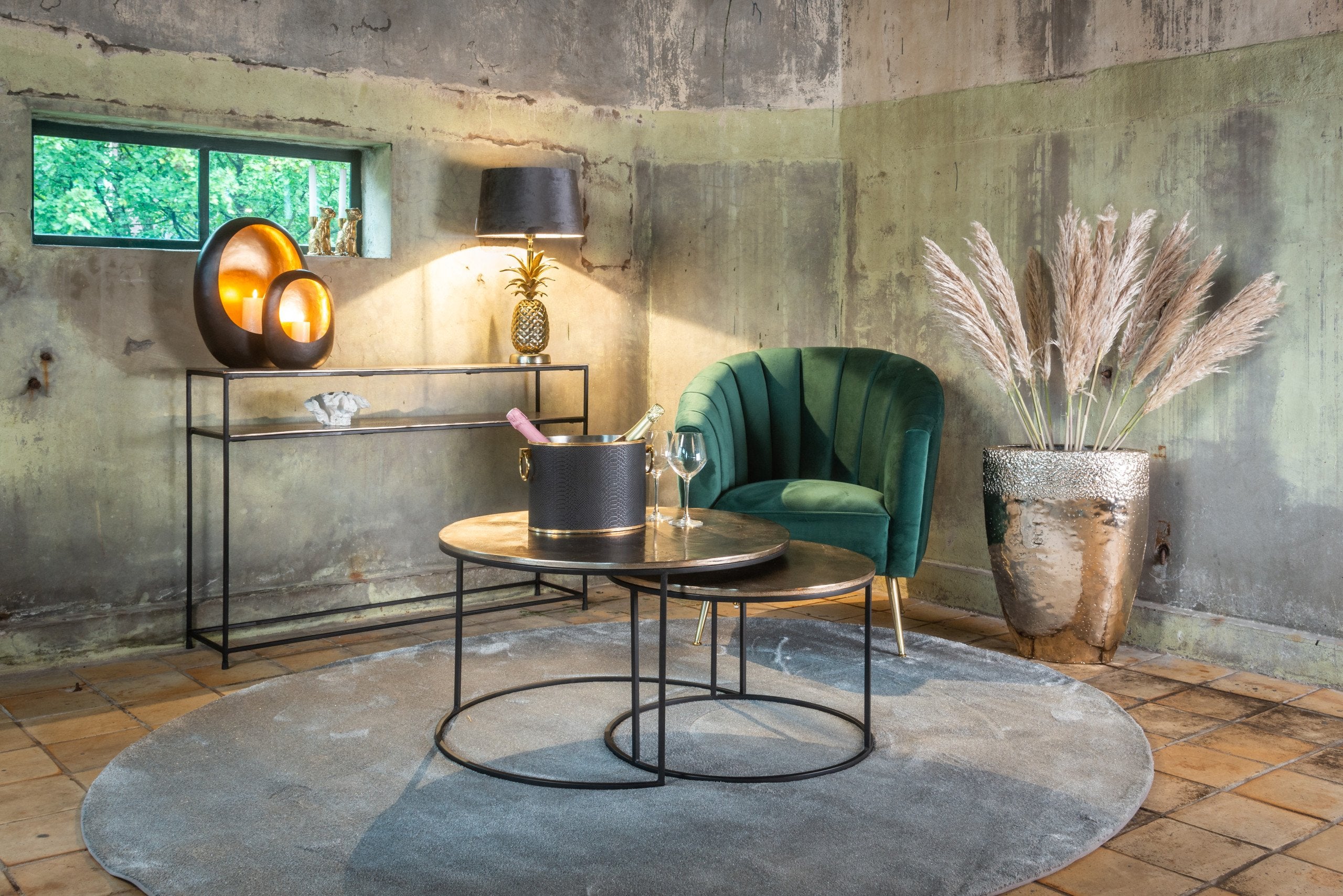 Coffee table Asher champagne gold (Set of 2)