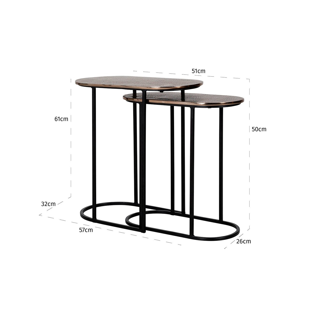 End table Chandon champagne gold (Set of 2)