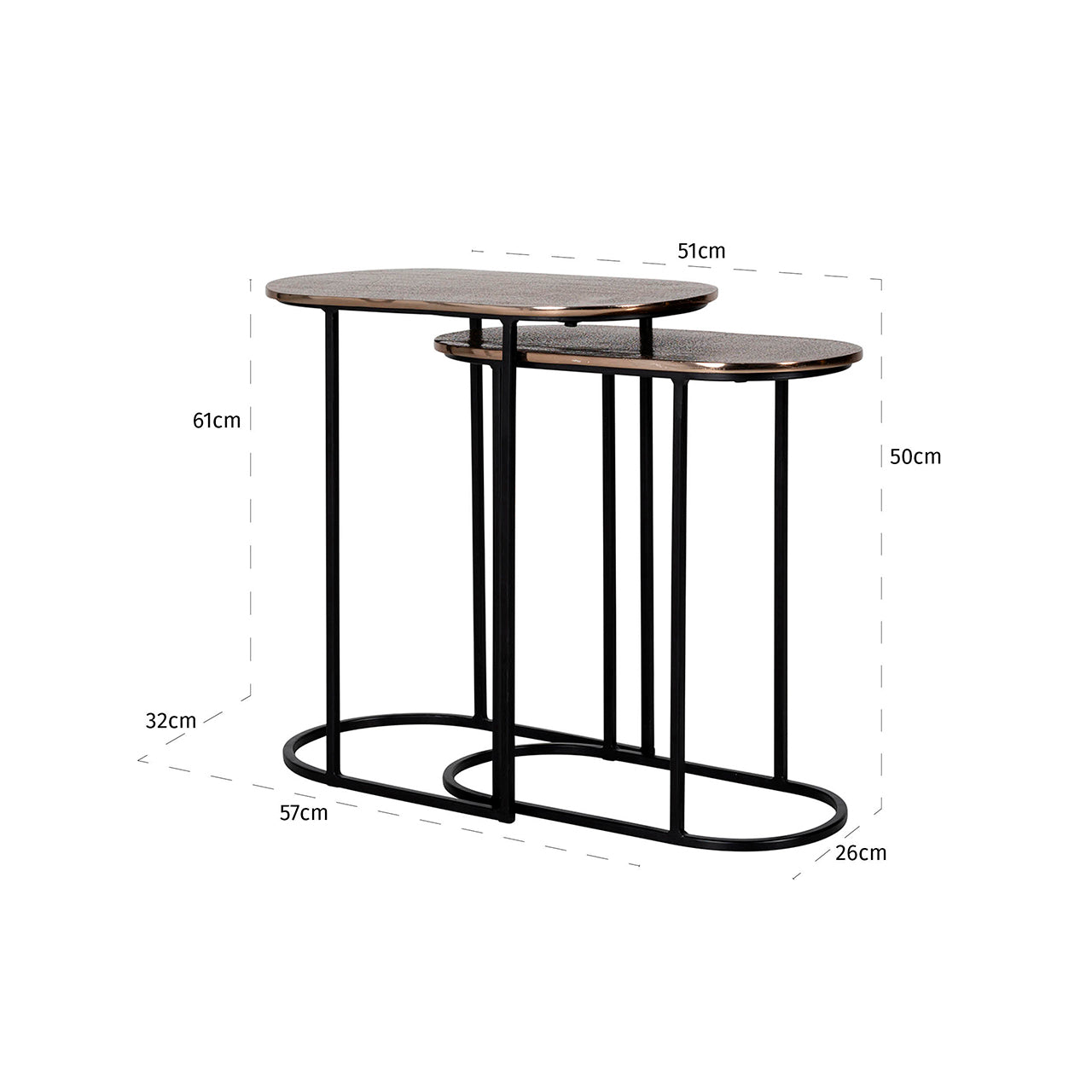 End table Chandon champagne gold (Set of 2)