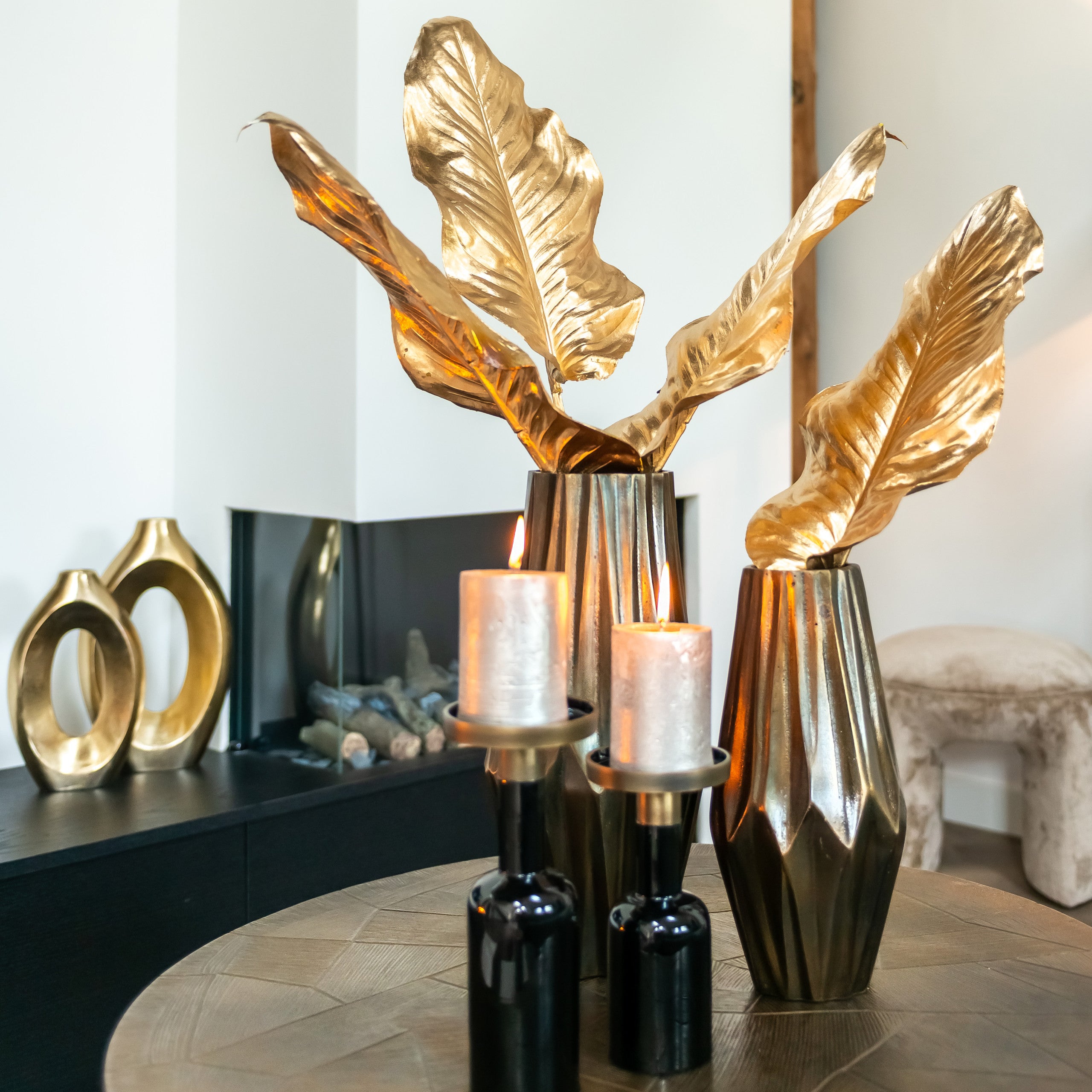 Coffee table Tulum brushed gold (Set of 2)