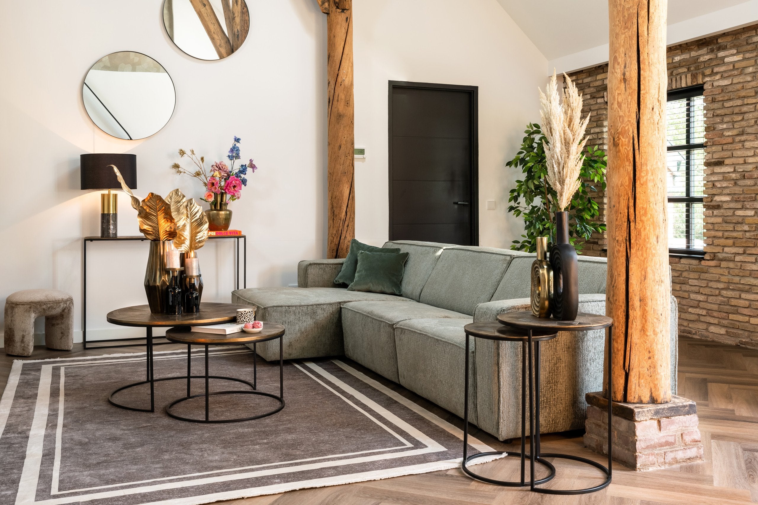 Coffee table Tulum brushed gold (Set of 2)