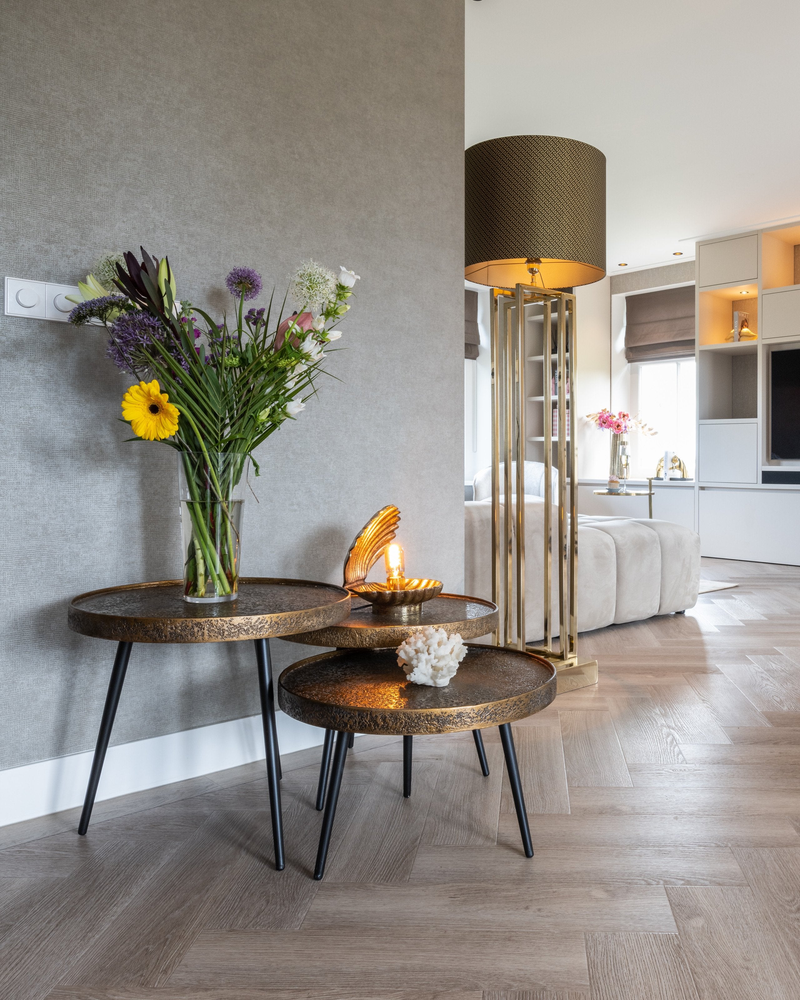 Coffee table Luton black/gold (Set of 3)