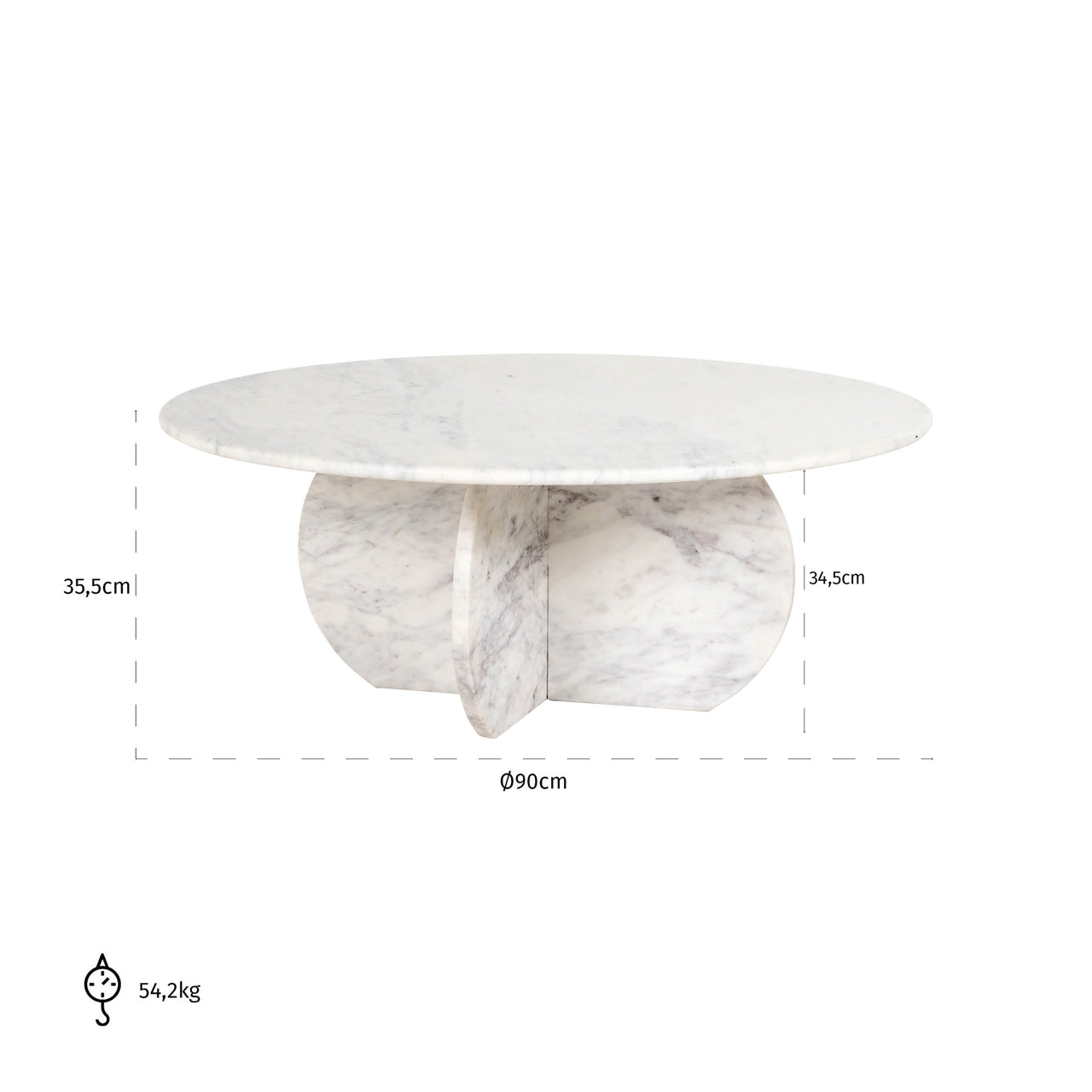 Coffee table Holmes white 90Ø
