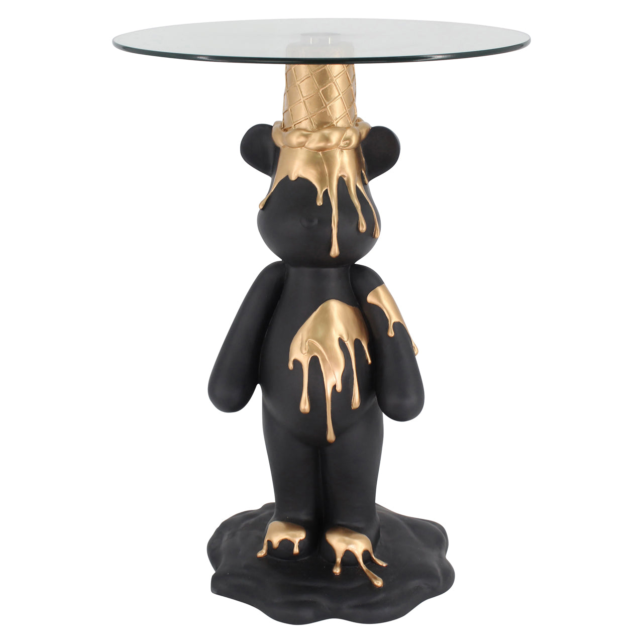 End table Ice bear black/gold