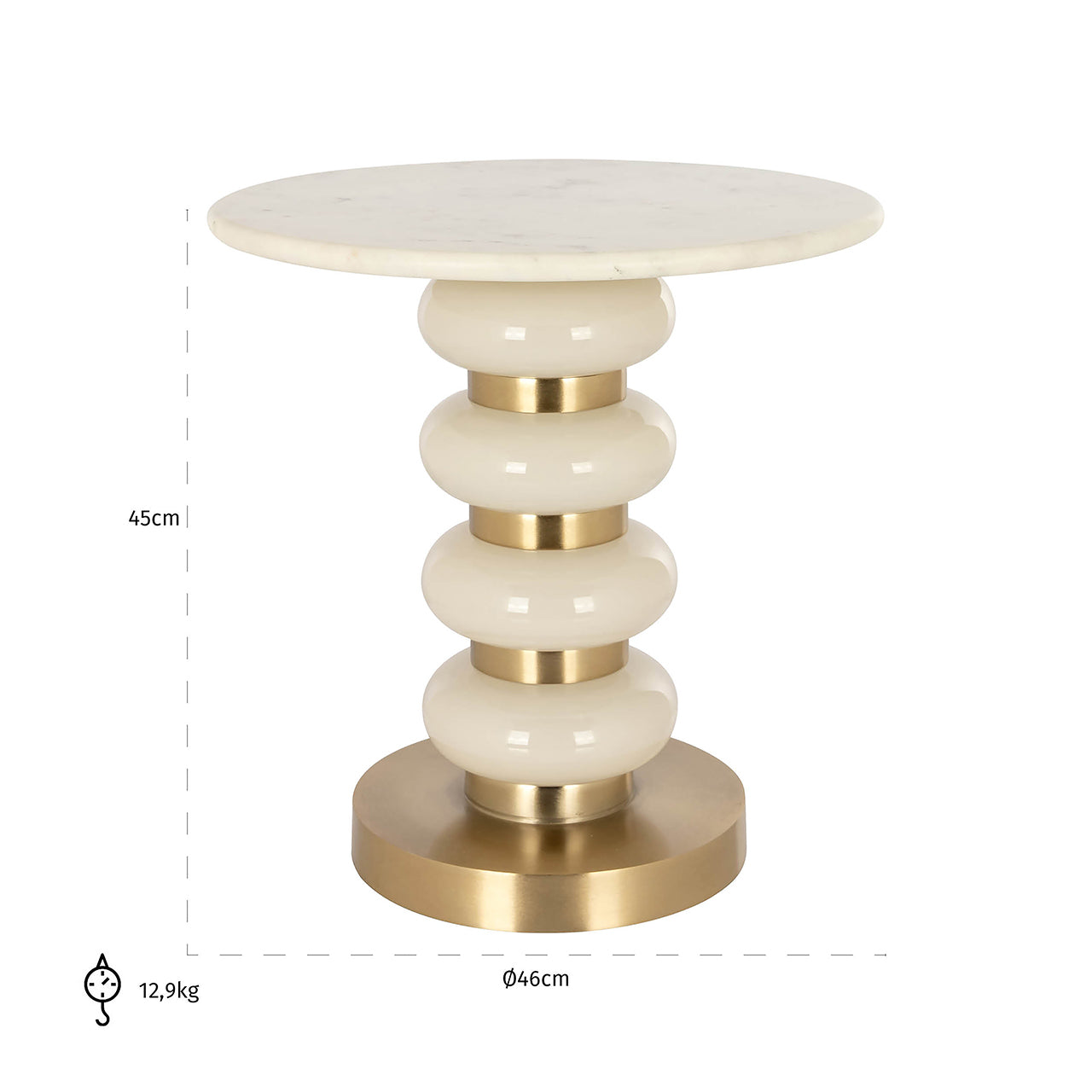 Bijzettafel Boann wit (Wit)