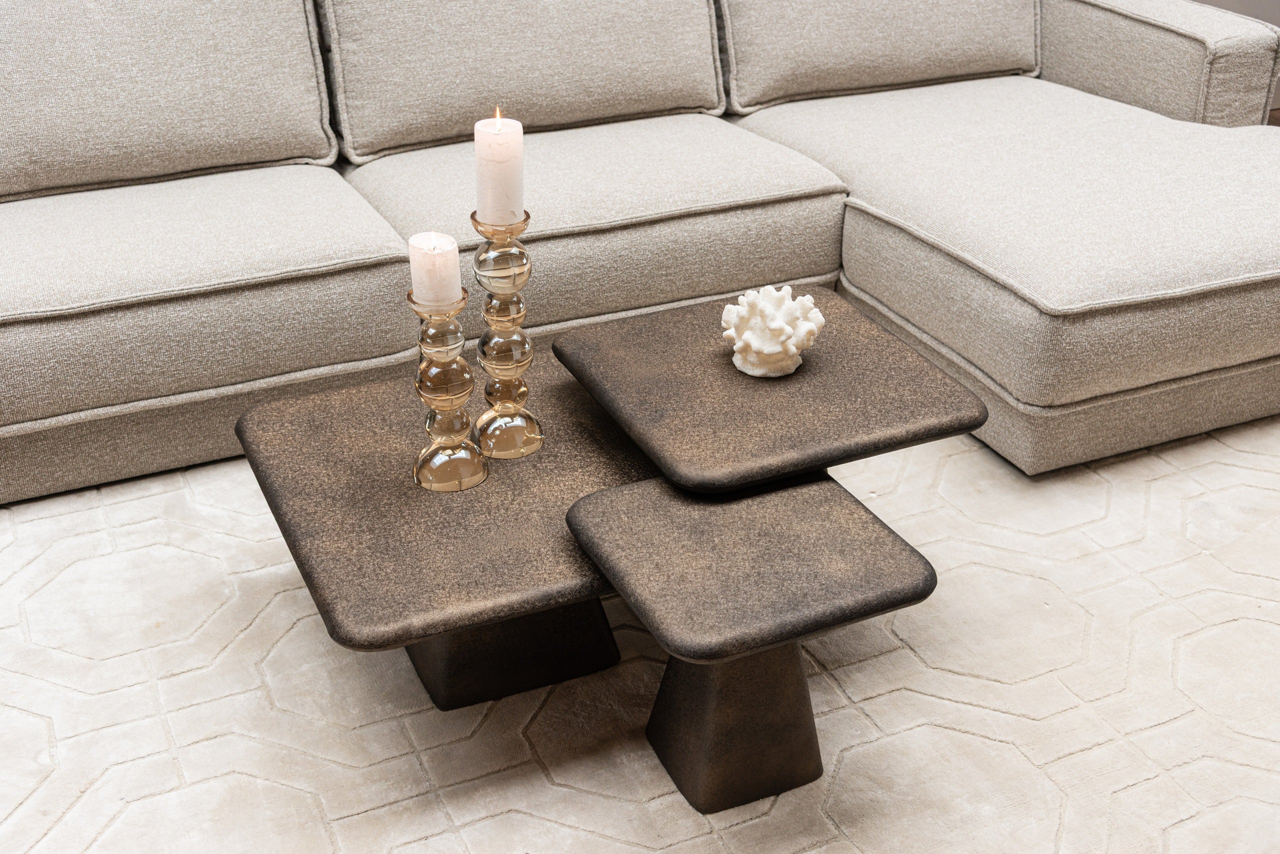Coffee table Marlie gold (Set of 3)