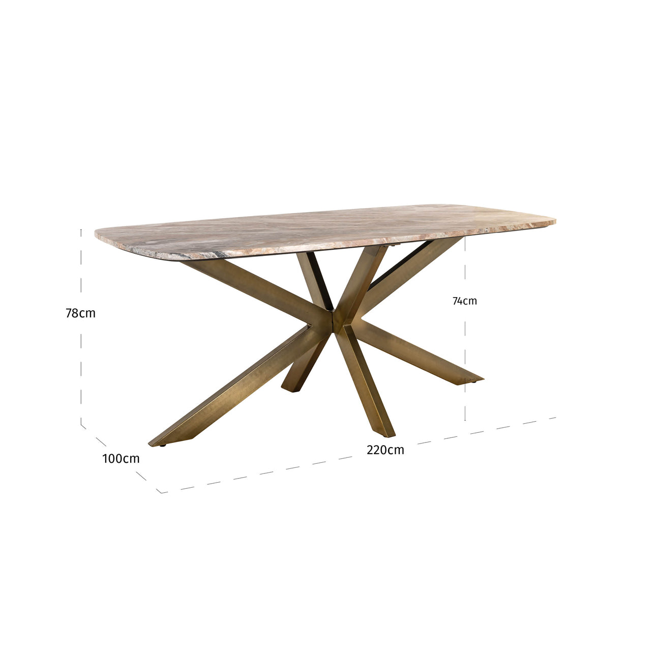 Dining table Bottega Blush beige danish oval 220