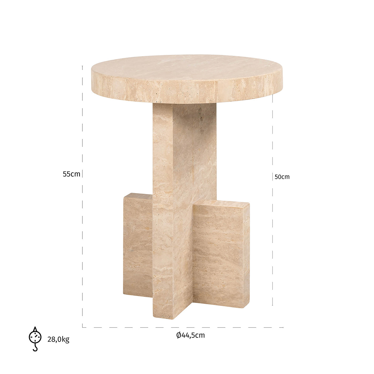 Bijzettafel Biltmore Italiaans travertijn (beige)