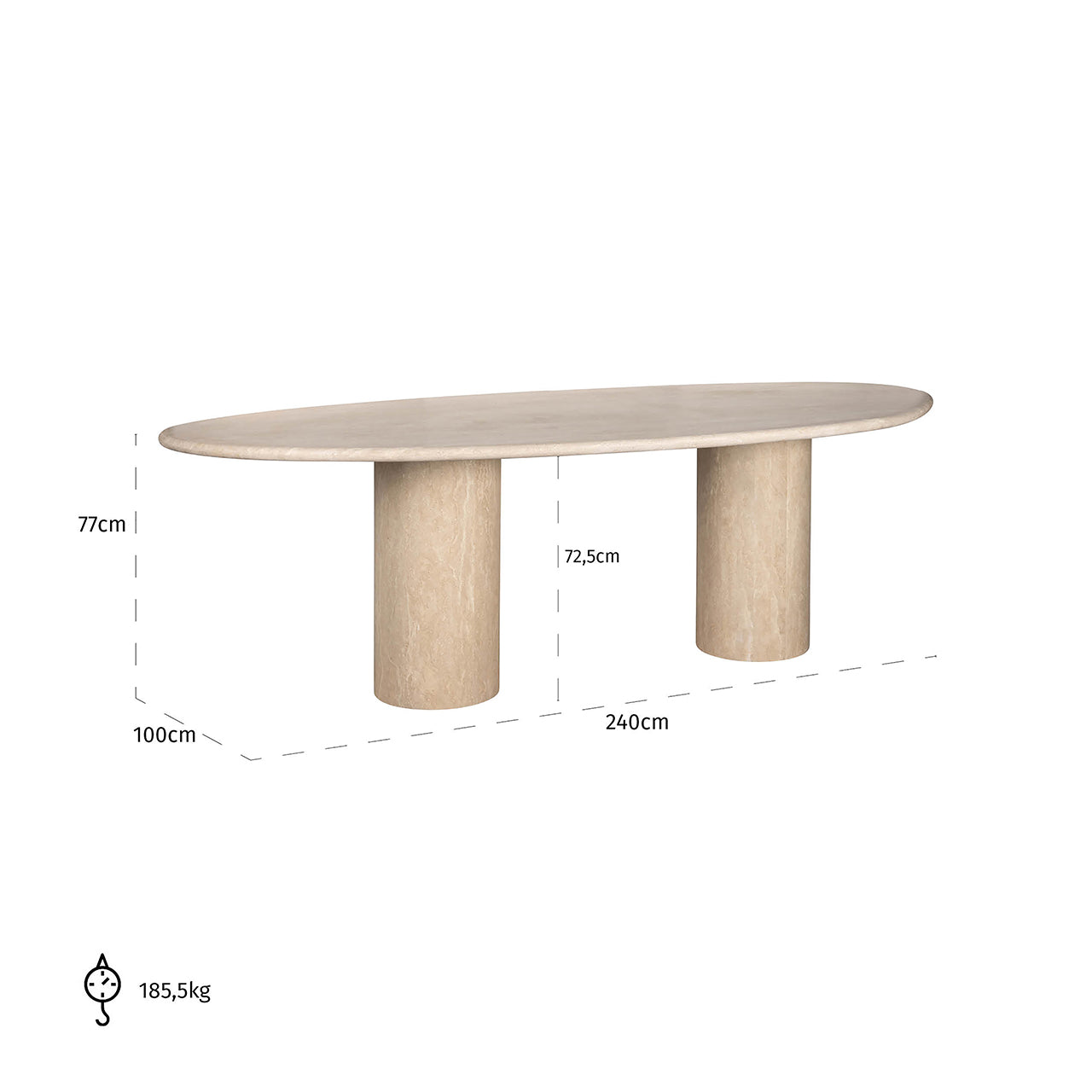 Esstisch Renaissance aus organischem italienischem Travertin (Beige)