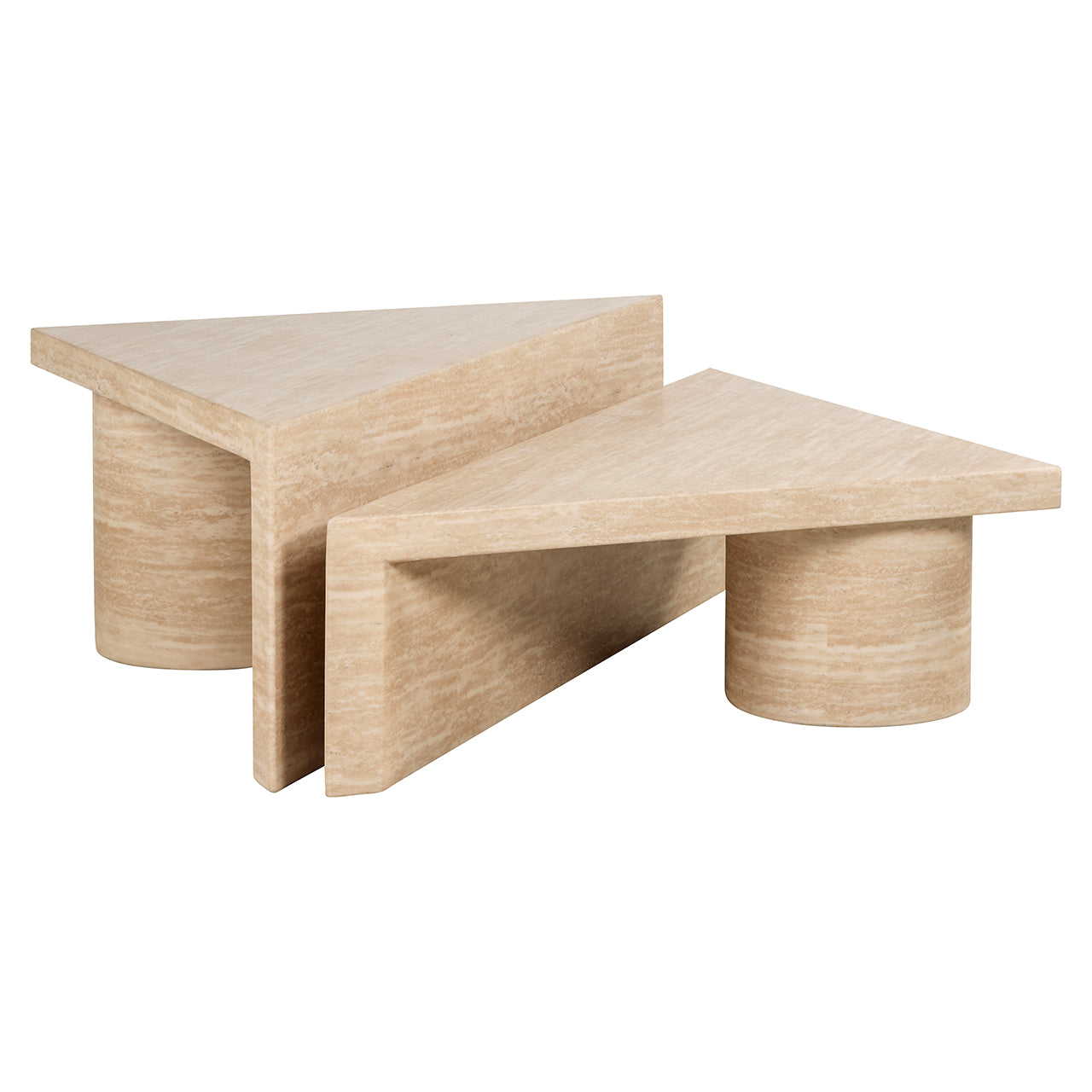 Salontafel Fictus set van 2 imitatie travertijn (beige)