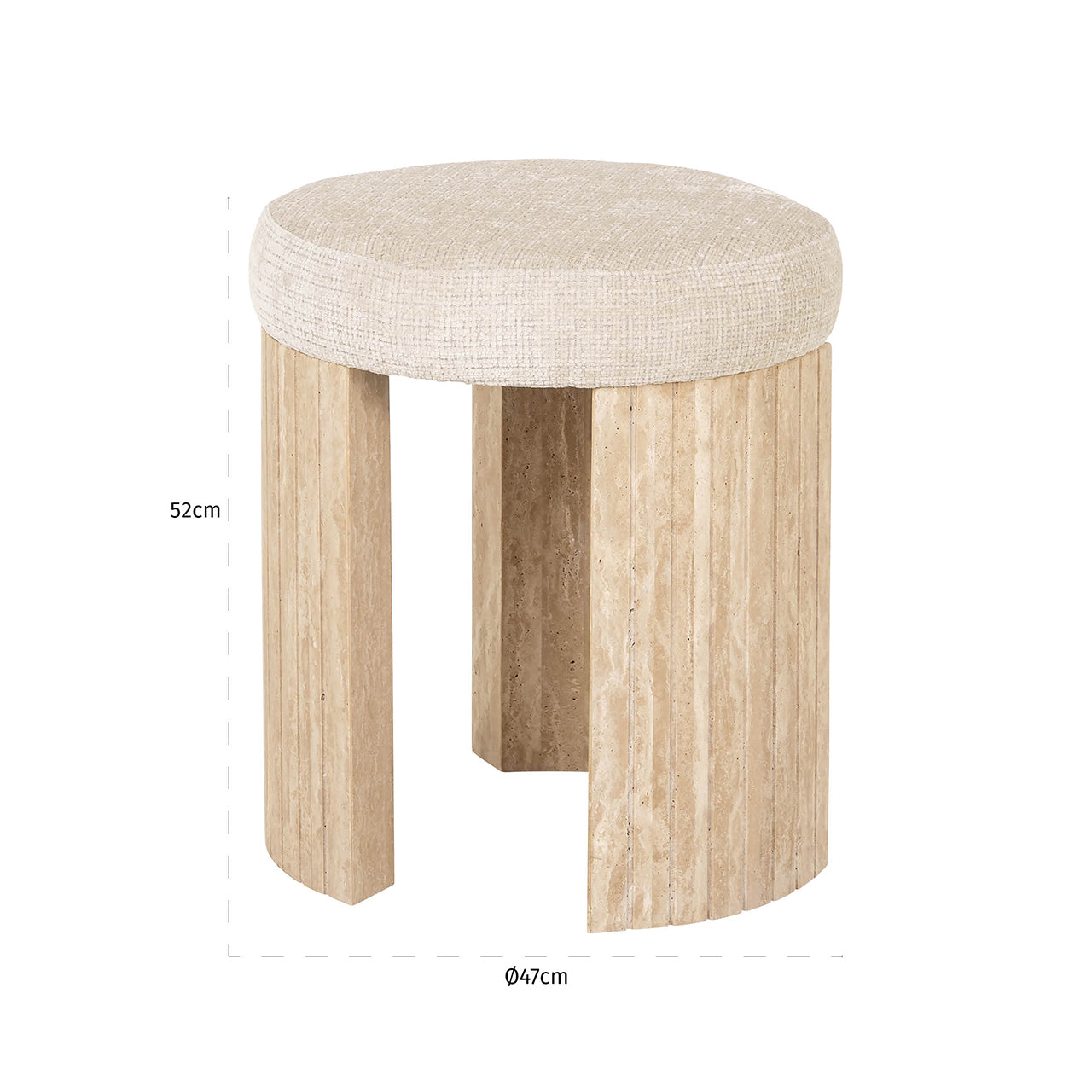 Poef Gallice naturel beige travertijn (Beige)