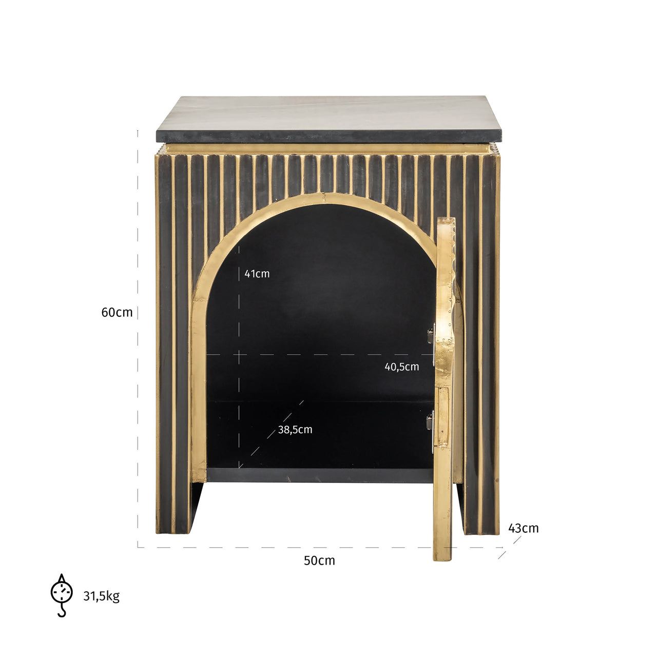 Nightstand Les Arcs brushed gold