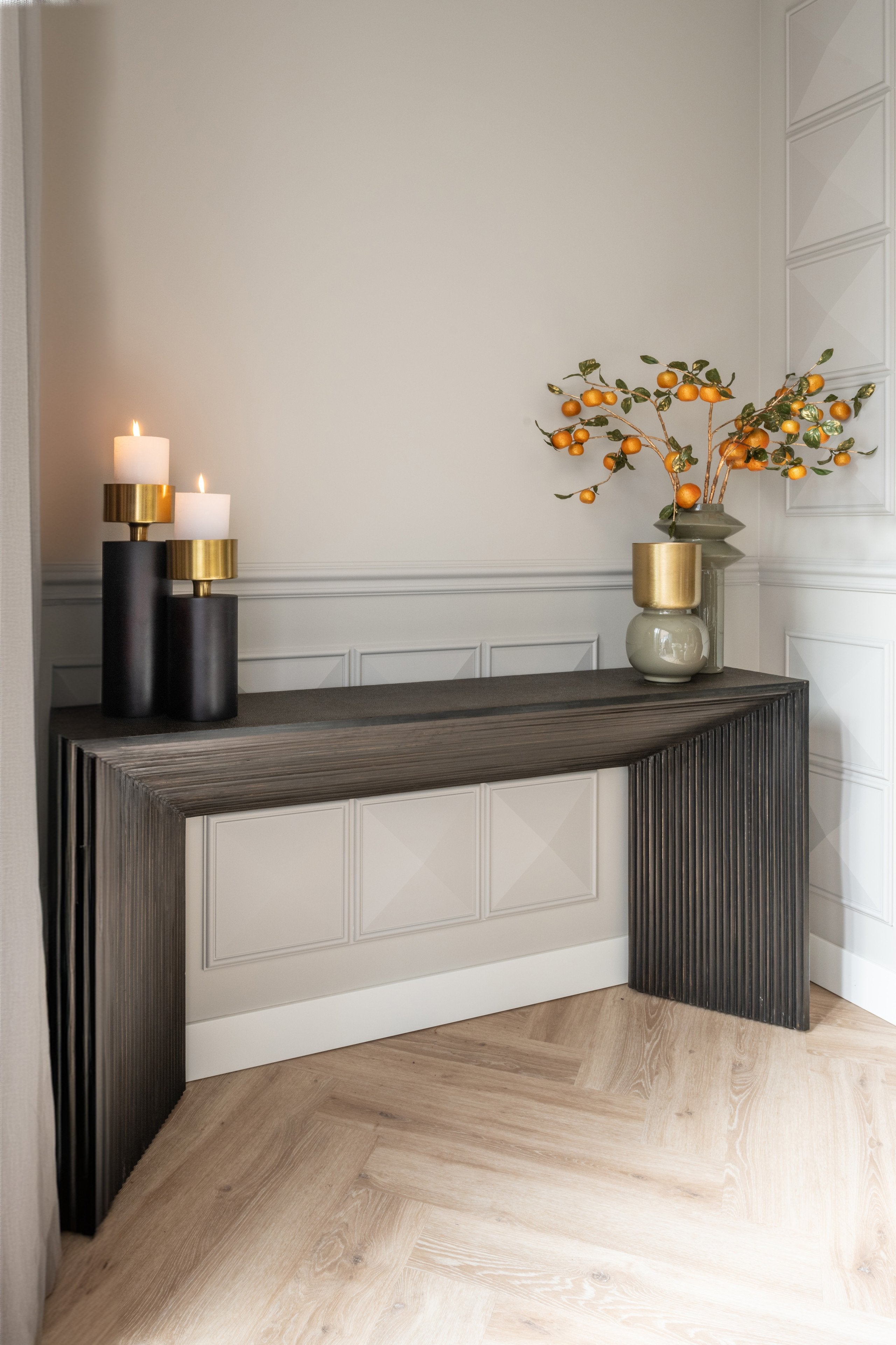 Candle holder Caya black/gold large