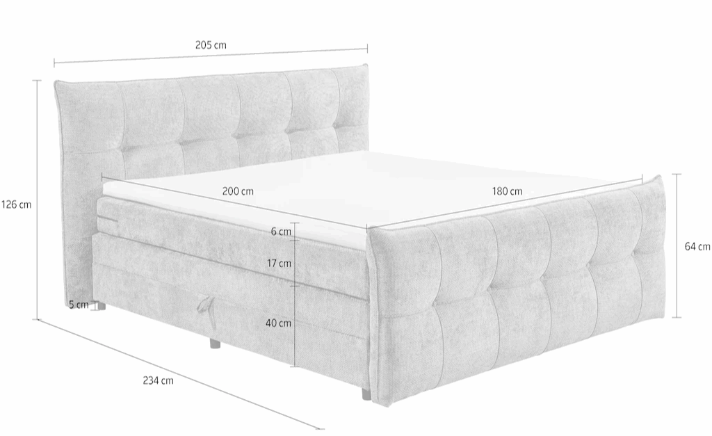 Boxspring Gallardo - Silver | Includes Base and Topper