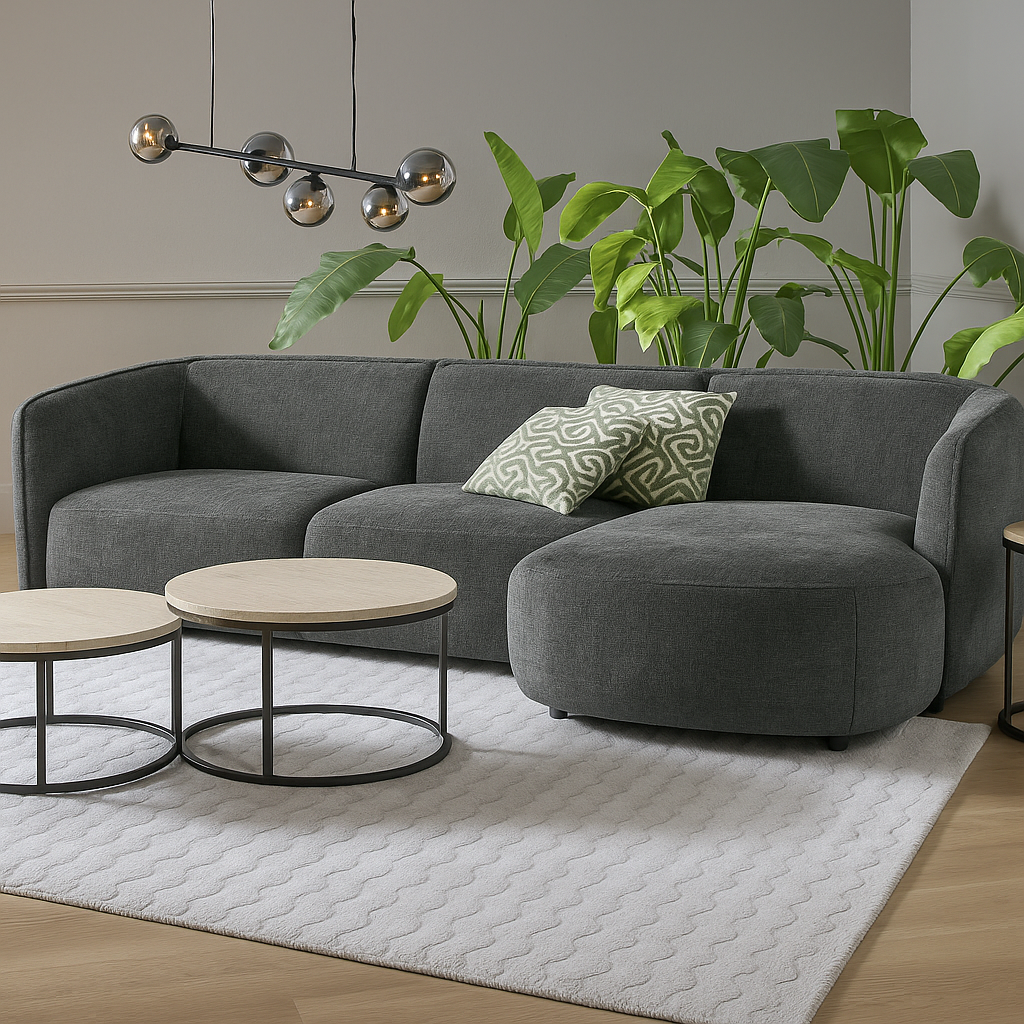 Sofa Cavallo - Black Fabric Corner Sofa 280×152cm