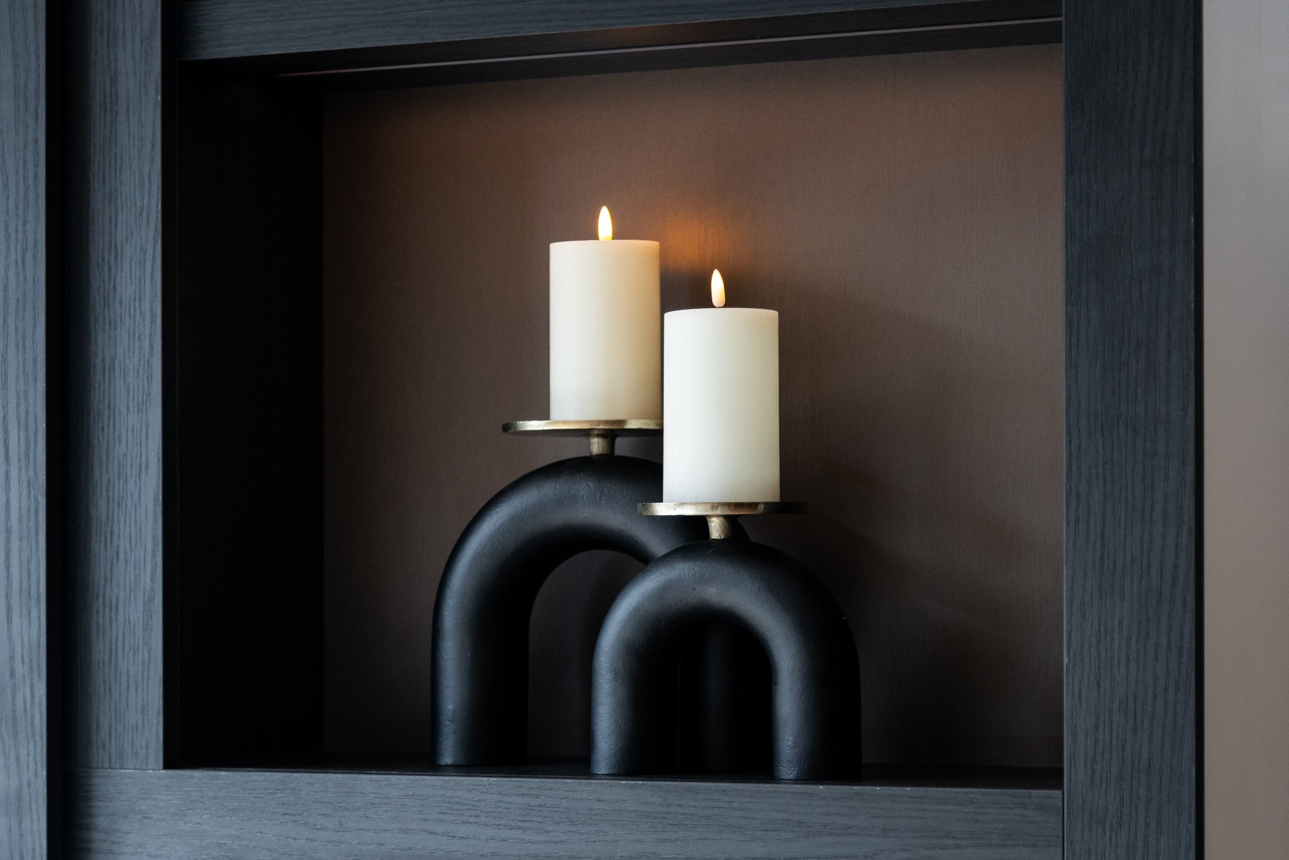 Candle holder Livi black/gold large