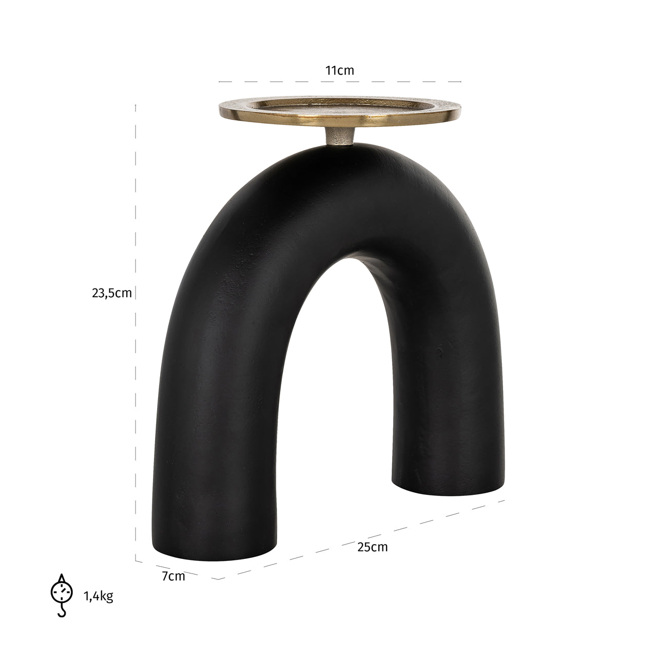 Candle holder Livi black/gold large