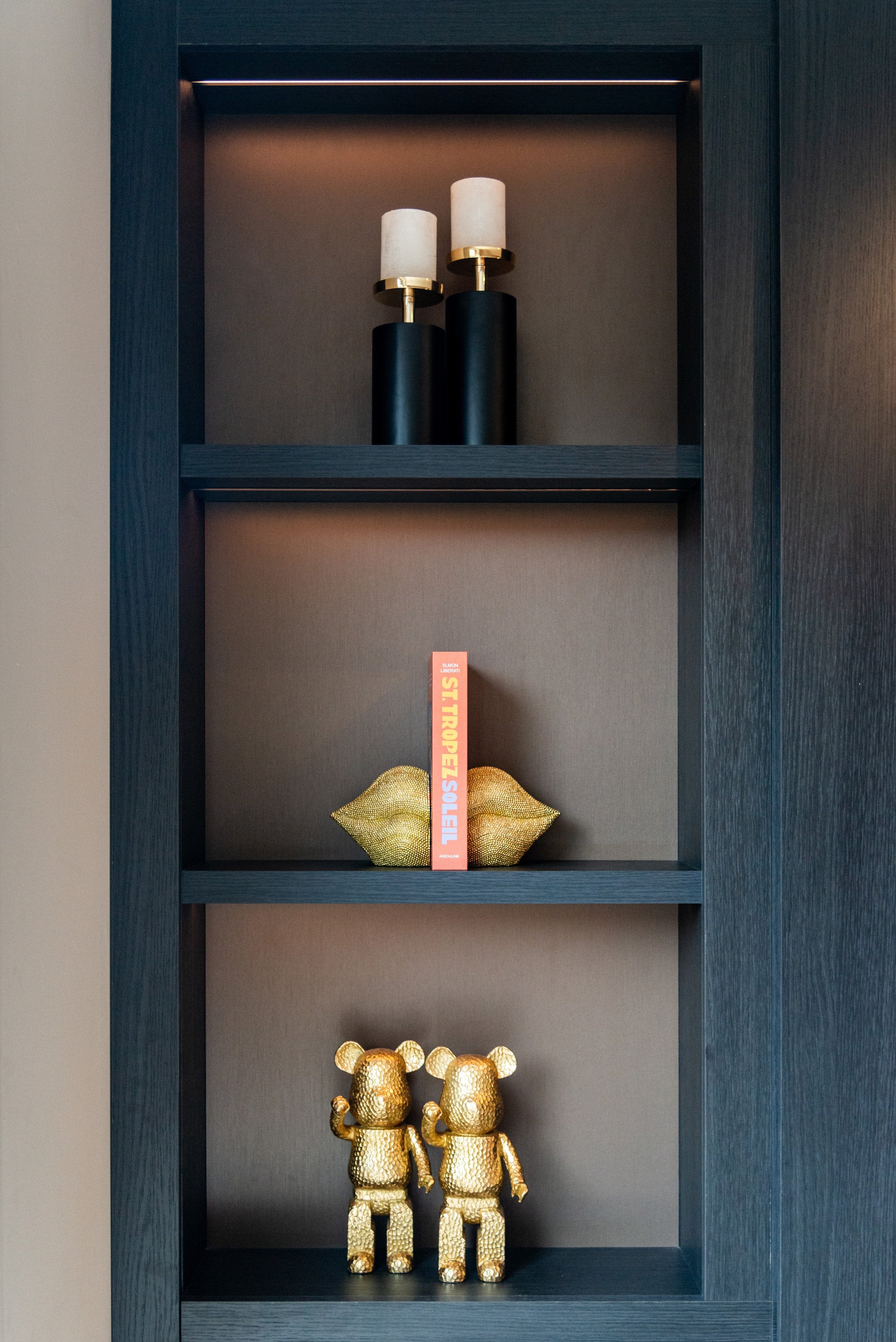 Candle holder Caya black/gold large