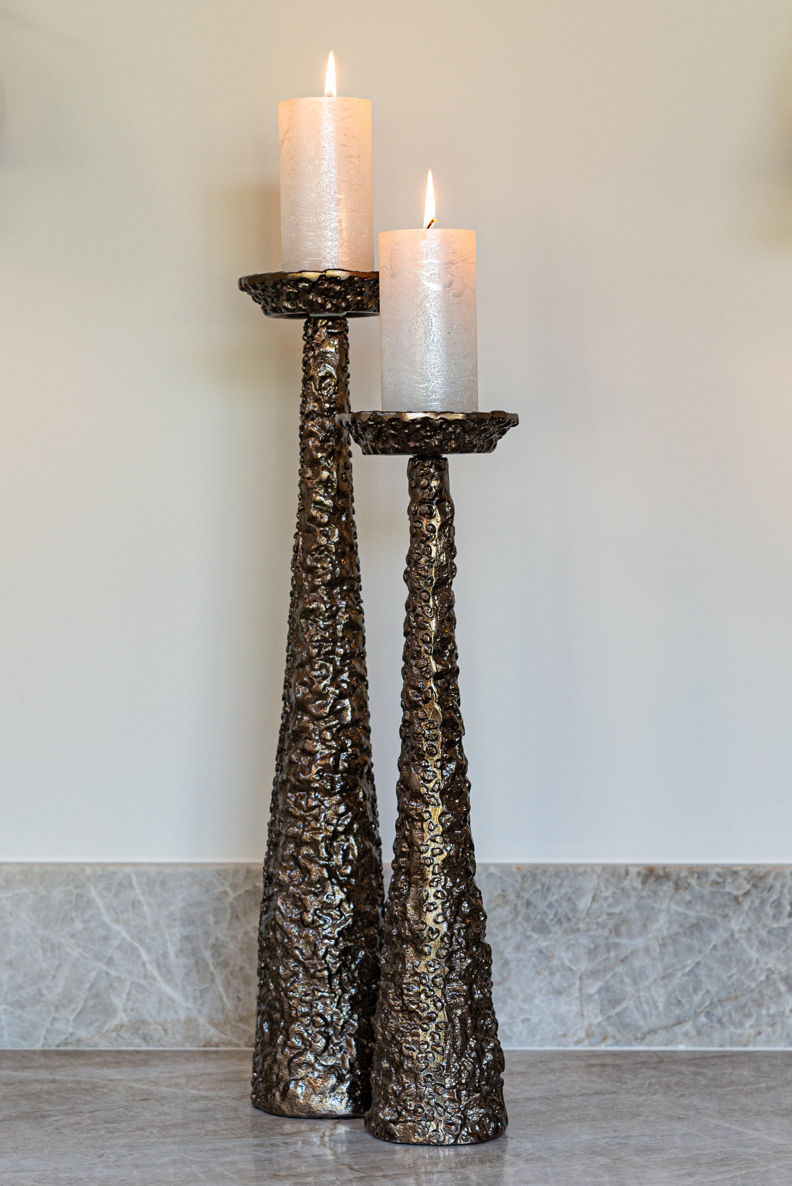 Candle holder Moan brushed gold small