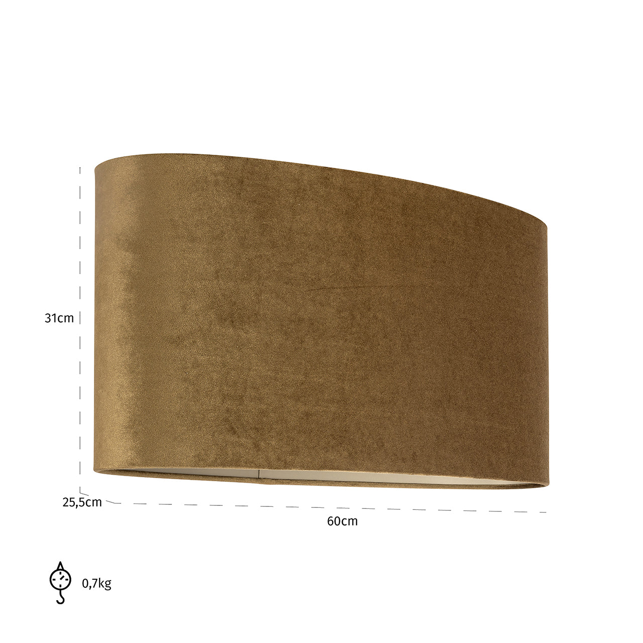 Lampenkap Addy goud fluweel ovaal (Goud)