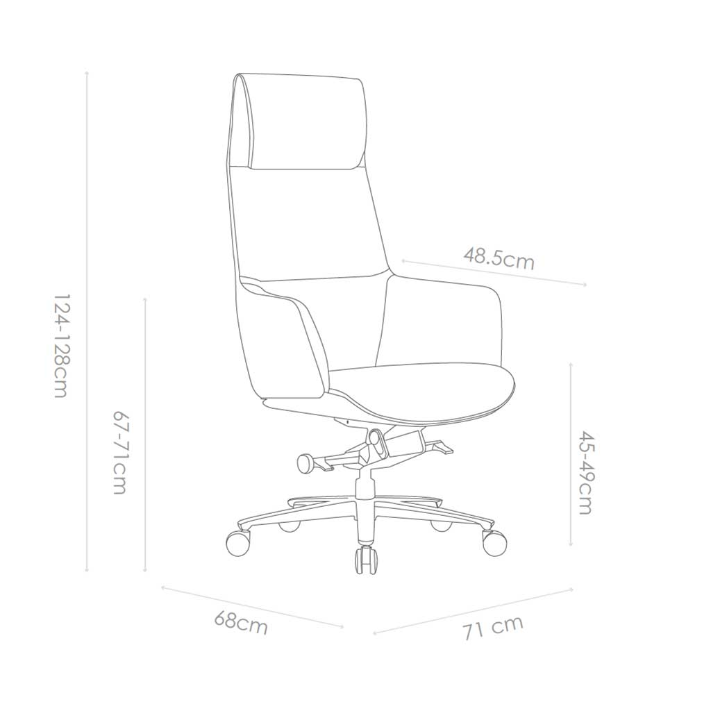 Lincoln Office Chair – Black High Back Ergonomic Chair 71×128×48 cm