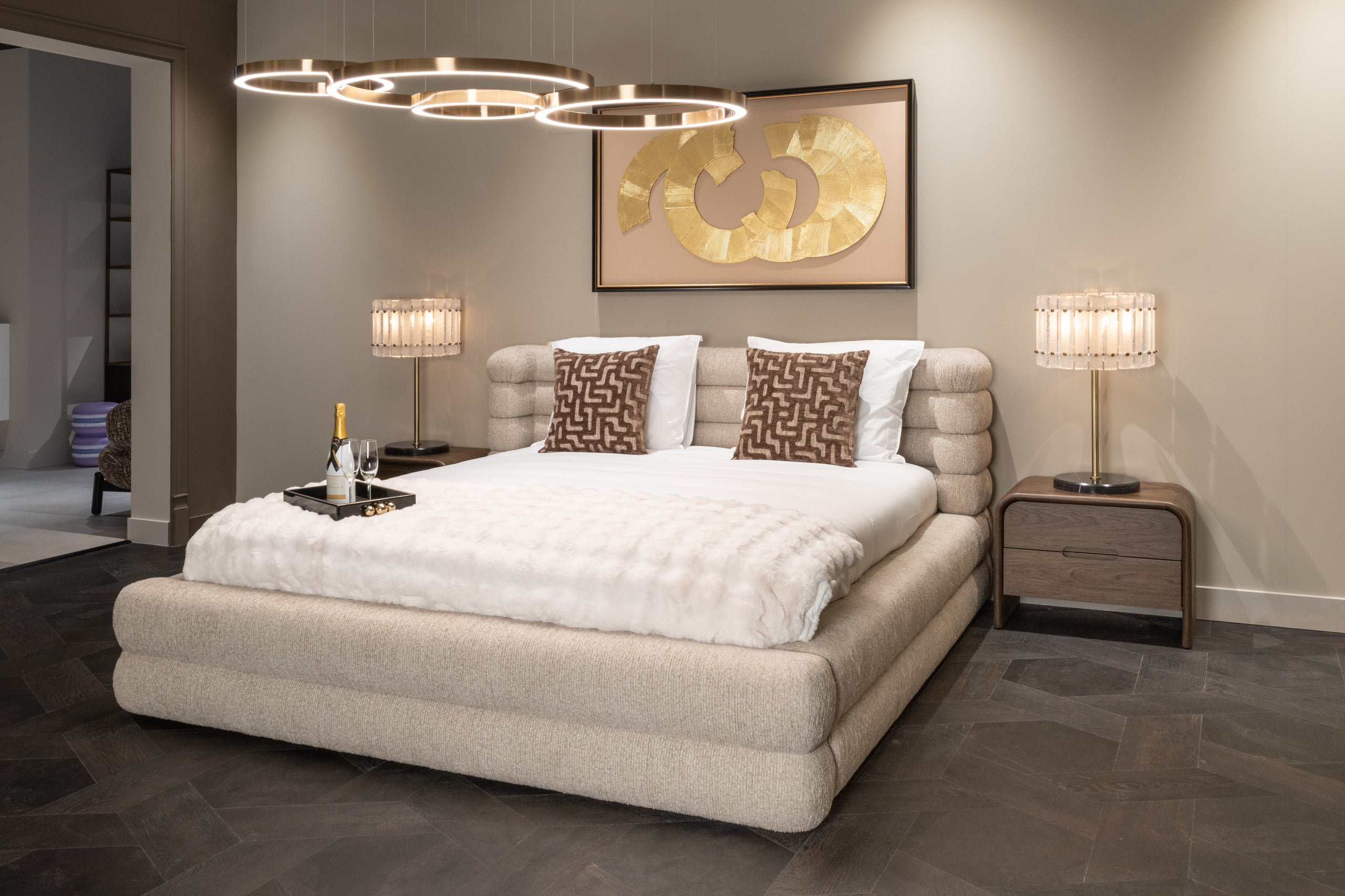 Bed Obidis natural linear 180x210 (mattress size (excl.) with storage