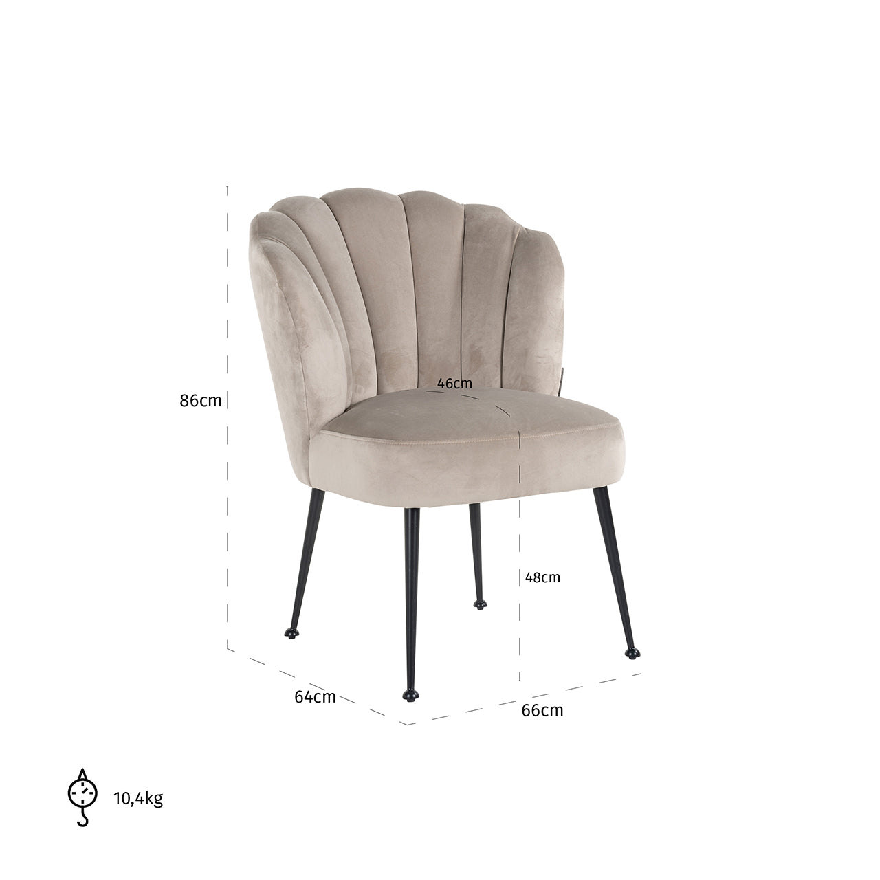 Stoel Pippa khaki fluweel / zwart (Quartz Khaki 903)