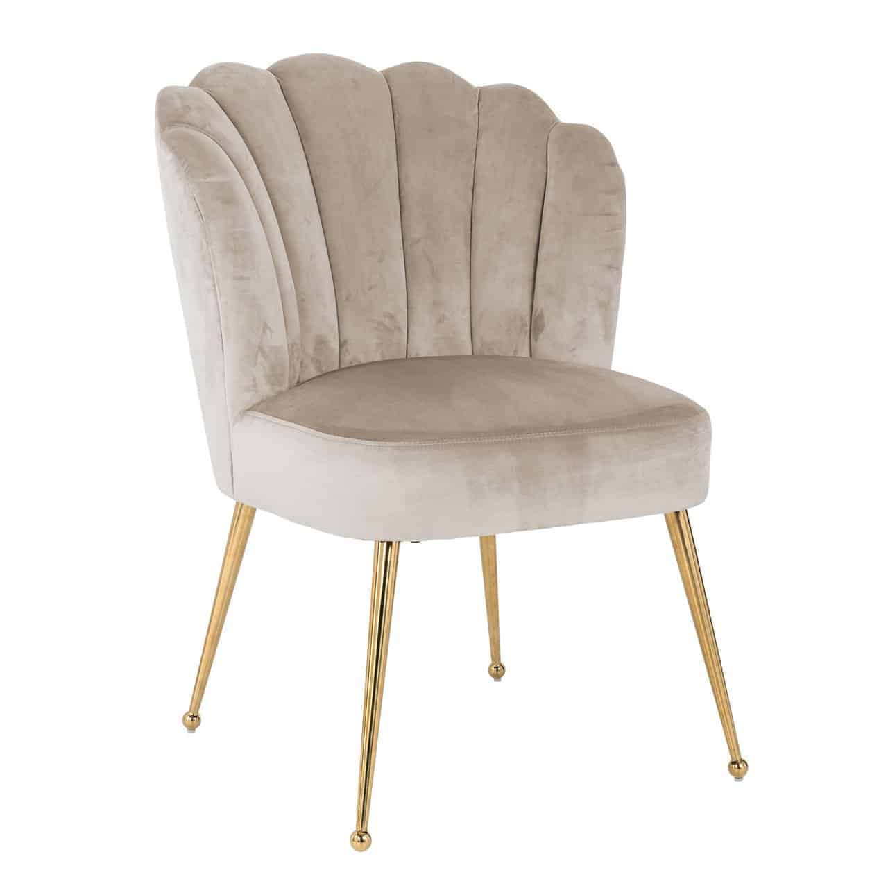 Stoel Pippa khaki fluweel/goud (Quartz Khaki 903)
