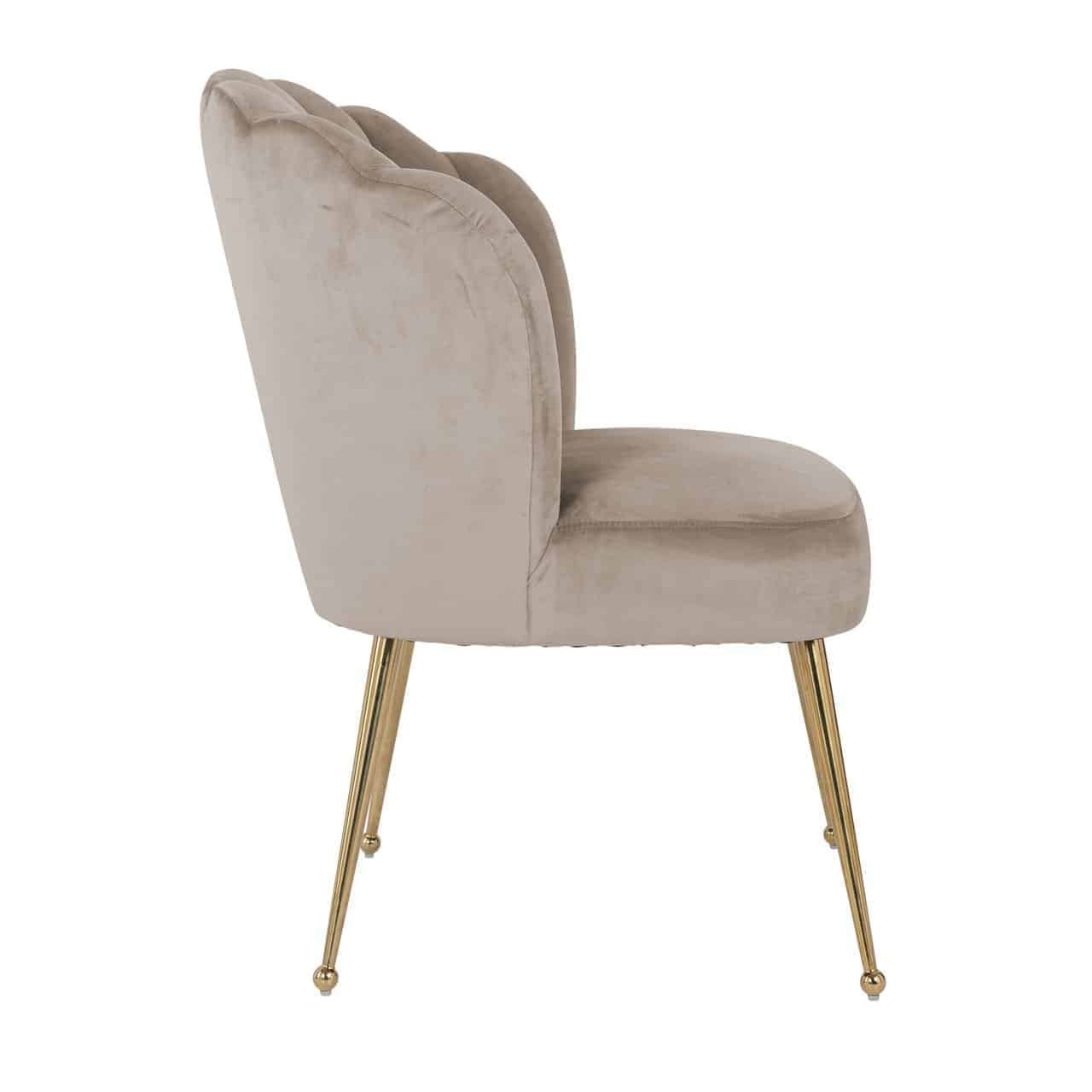Stoel Pippa khaki fluweel/goud (Quartz Khaki 903)