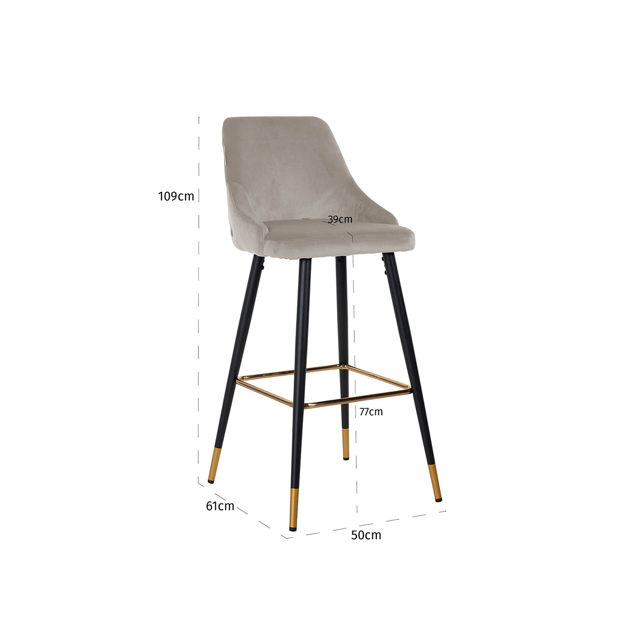 Barhocker Imani Khaki Samt (Quartz Khaki 903)