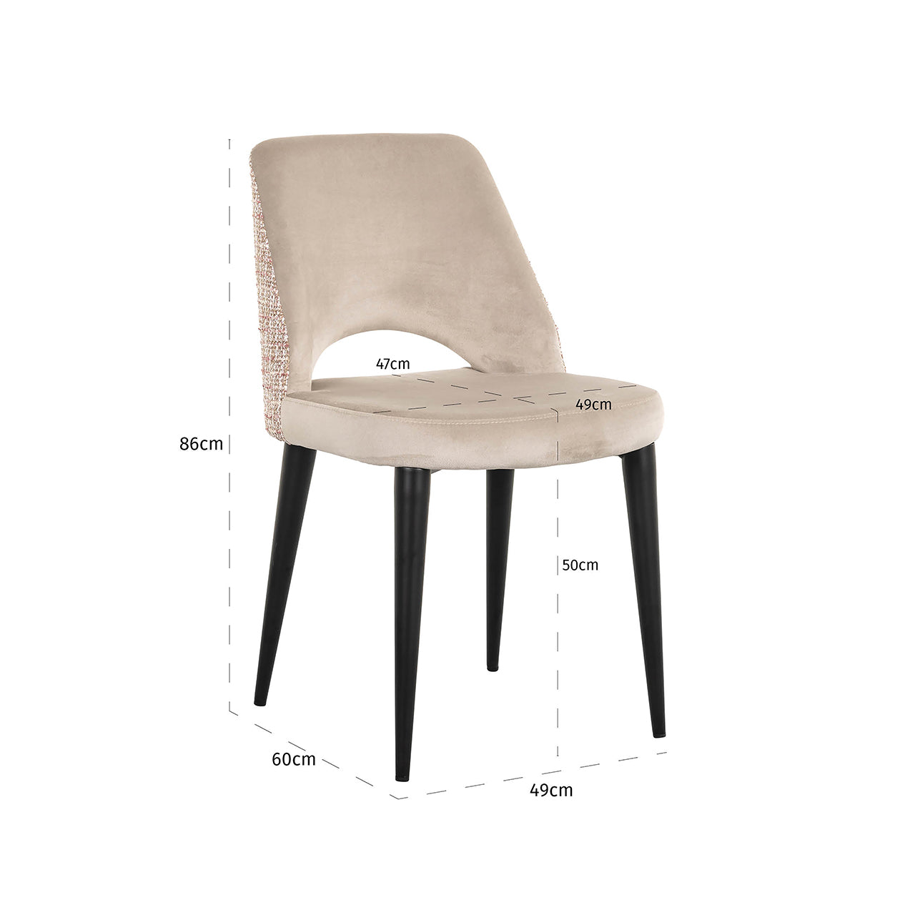 Stoel Tabitha khaki fluweel / trendy rose (Be trendy 1673 rose)