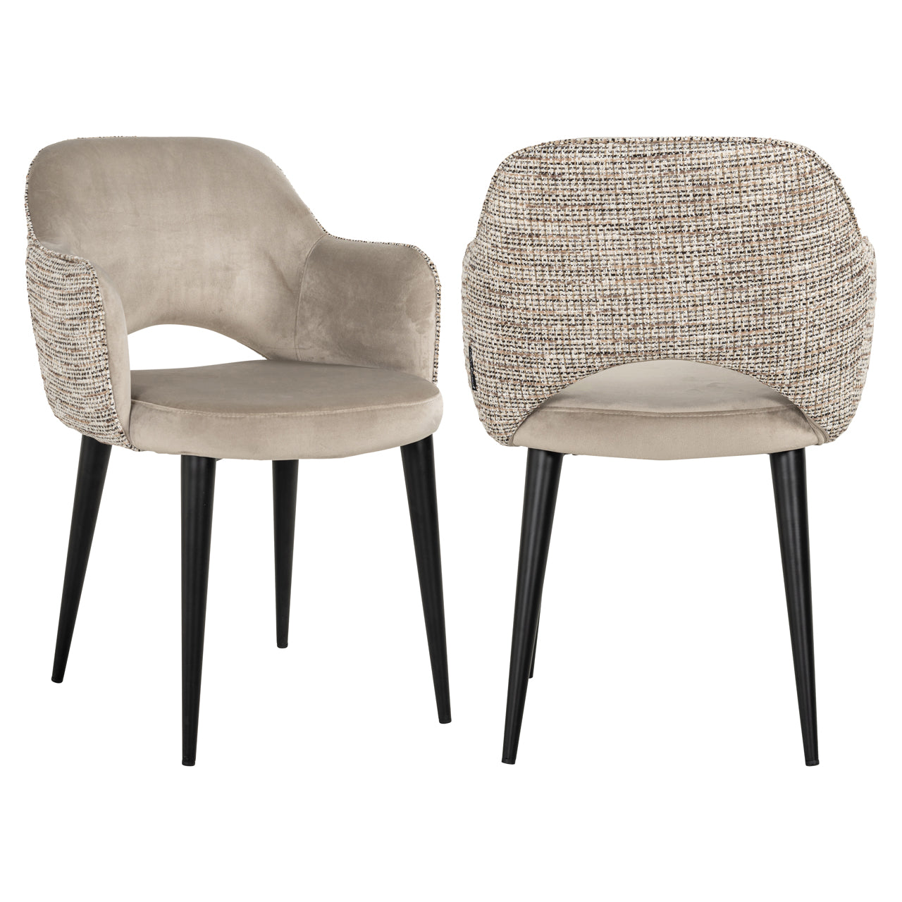 Dining chair Giovanna trendy nature / khaki velvet fire retardant