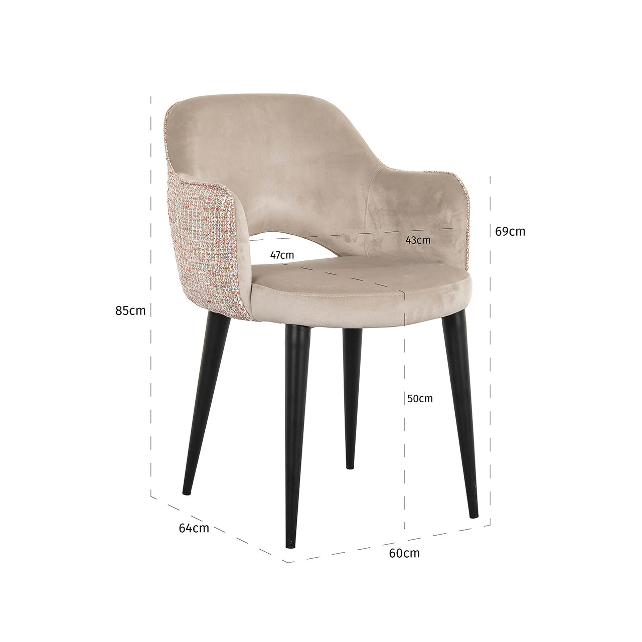 Chair Giovanna khaki velvet / trendy rose (Be trendy 1673 rose)