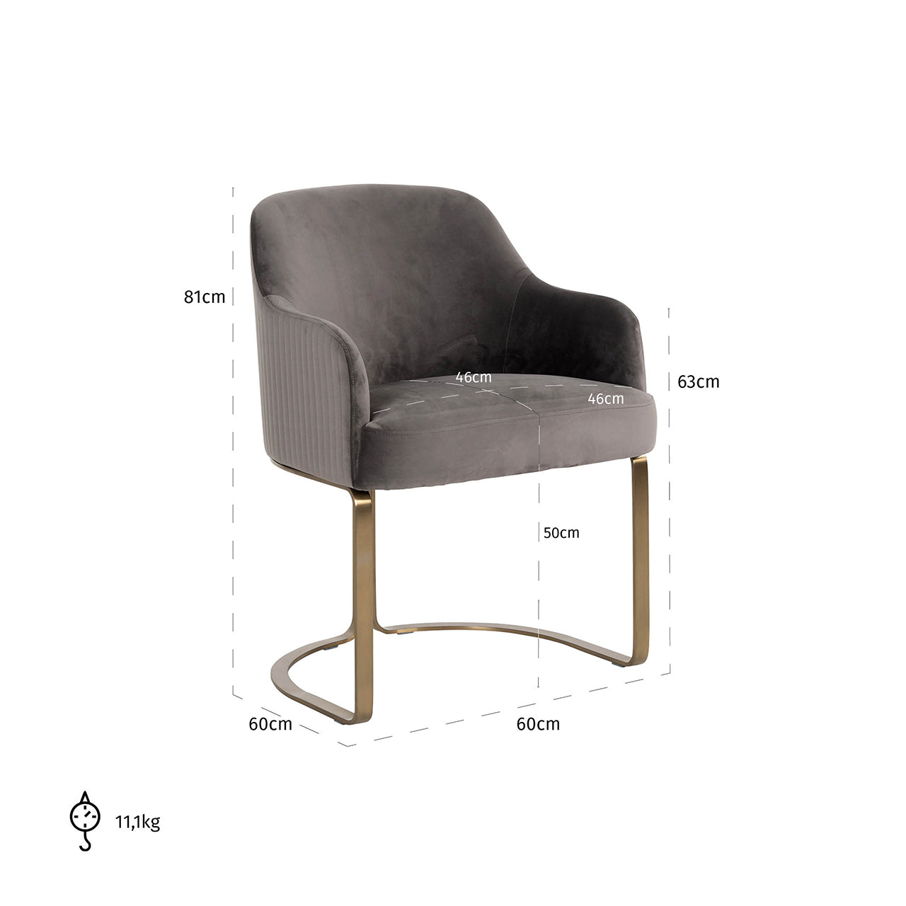Dining chair Hadley stone velvet