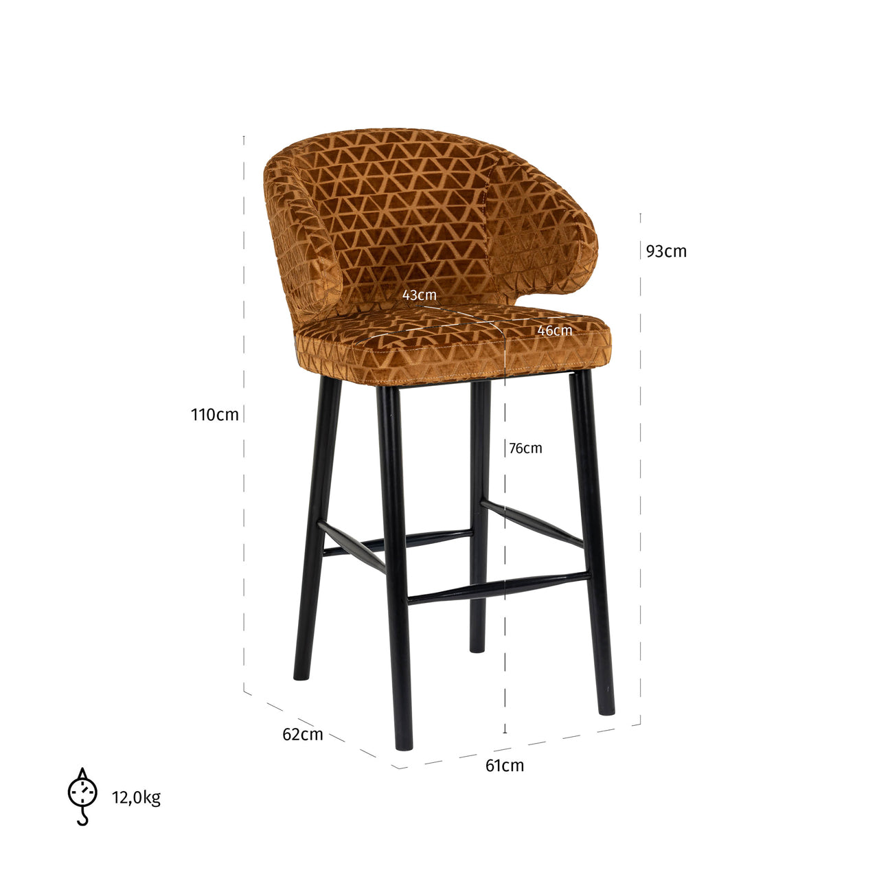 Bar stool Indigo old gold triangle