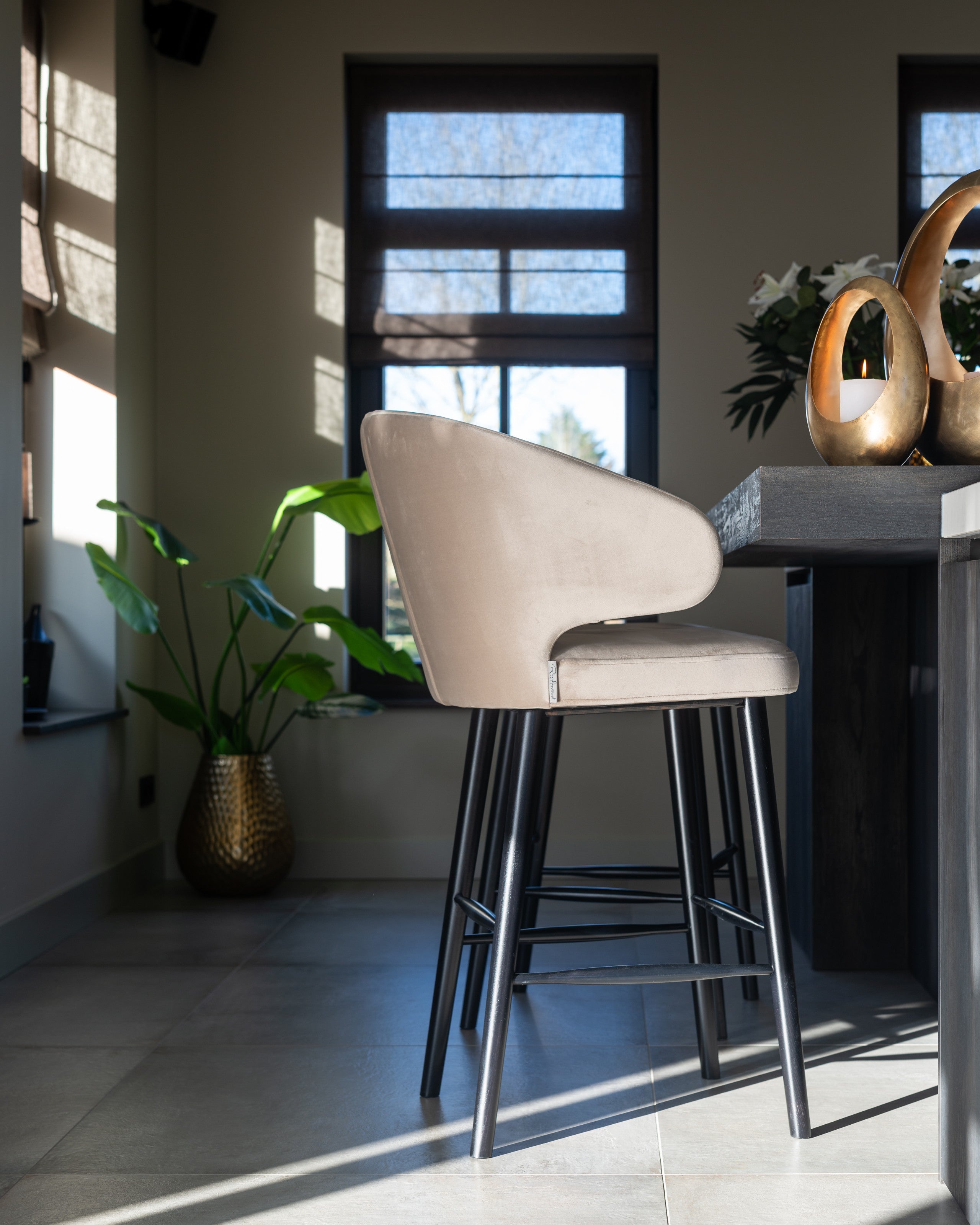 Bar stool Indigo khaki velvet