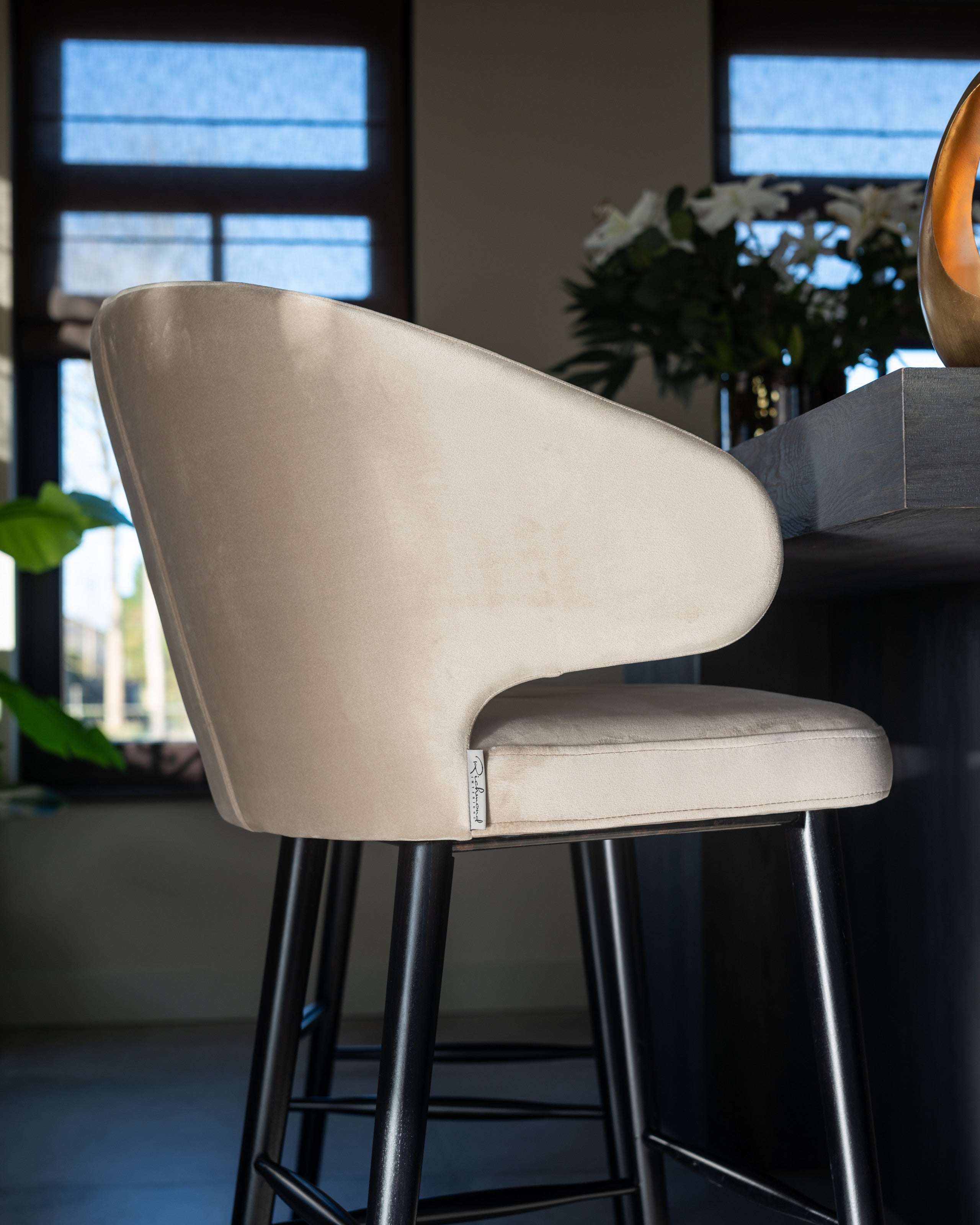 Bar stool Indigo khaki velvet