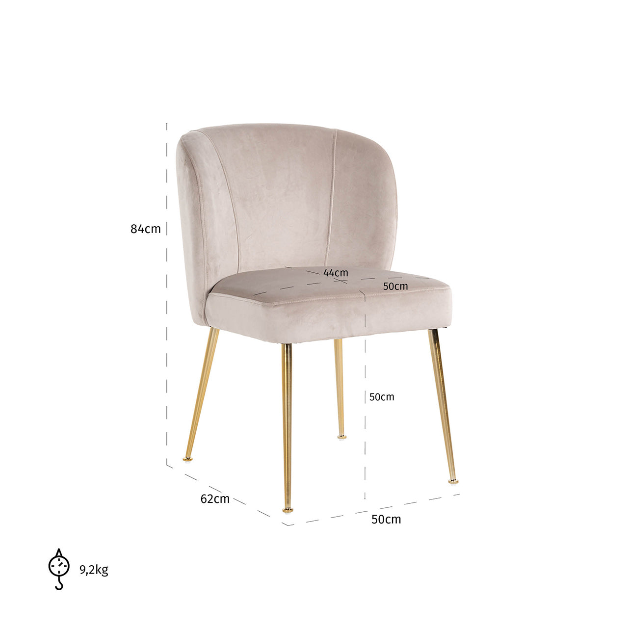 Dining chair Cannon khaki velvet