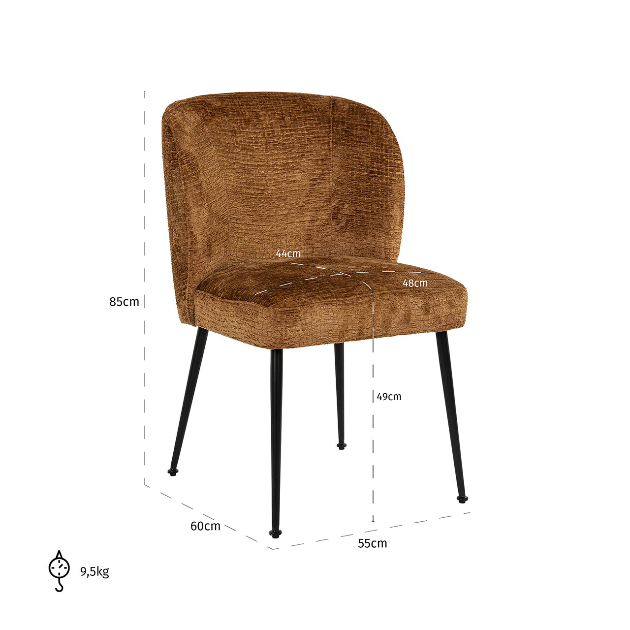 Chair Fallon cognac fusion (Fusion cognac 28)