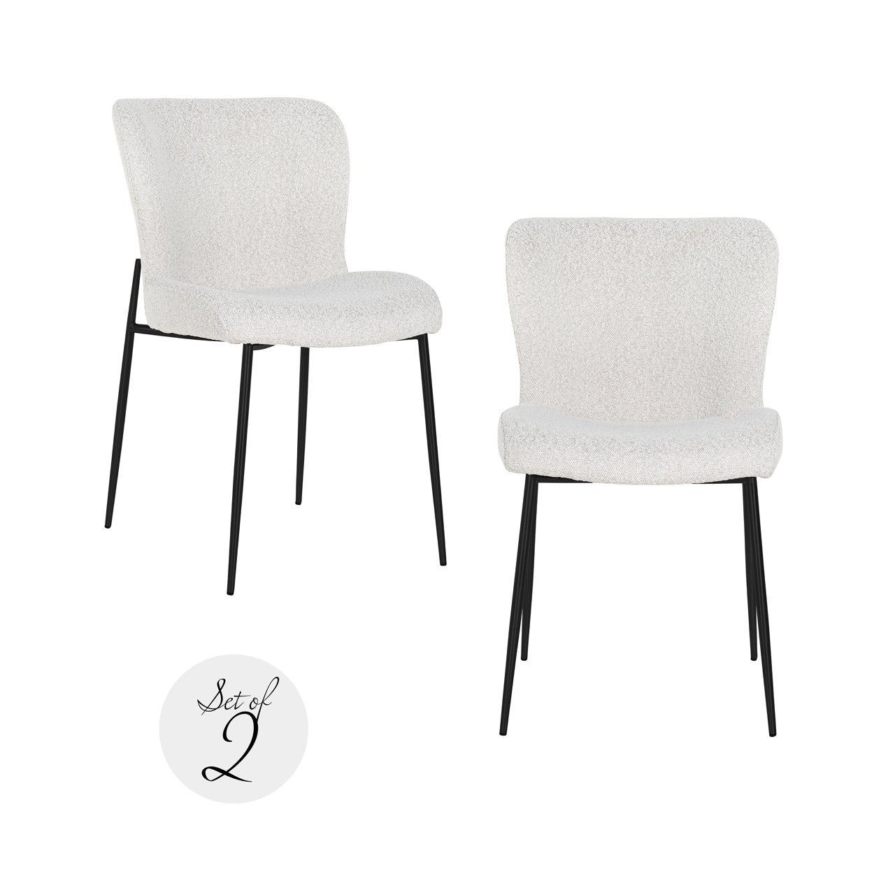 Dining chair Darby white bouclé (Set of 2)