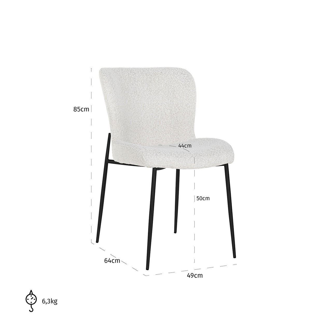 Dining chair Darby white bouclé (Set of 2)