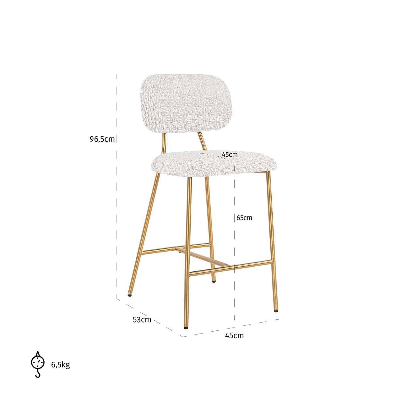 Counter stool Xenia white bouclé (Set of 2)